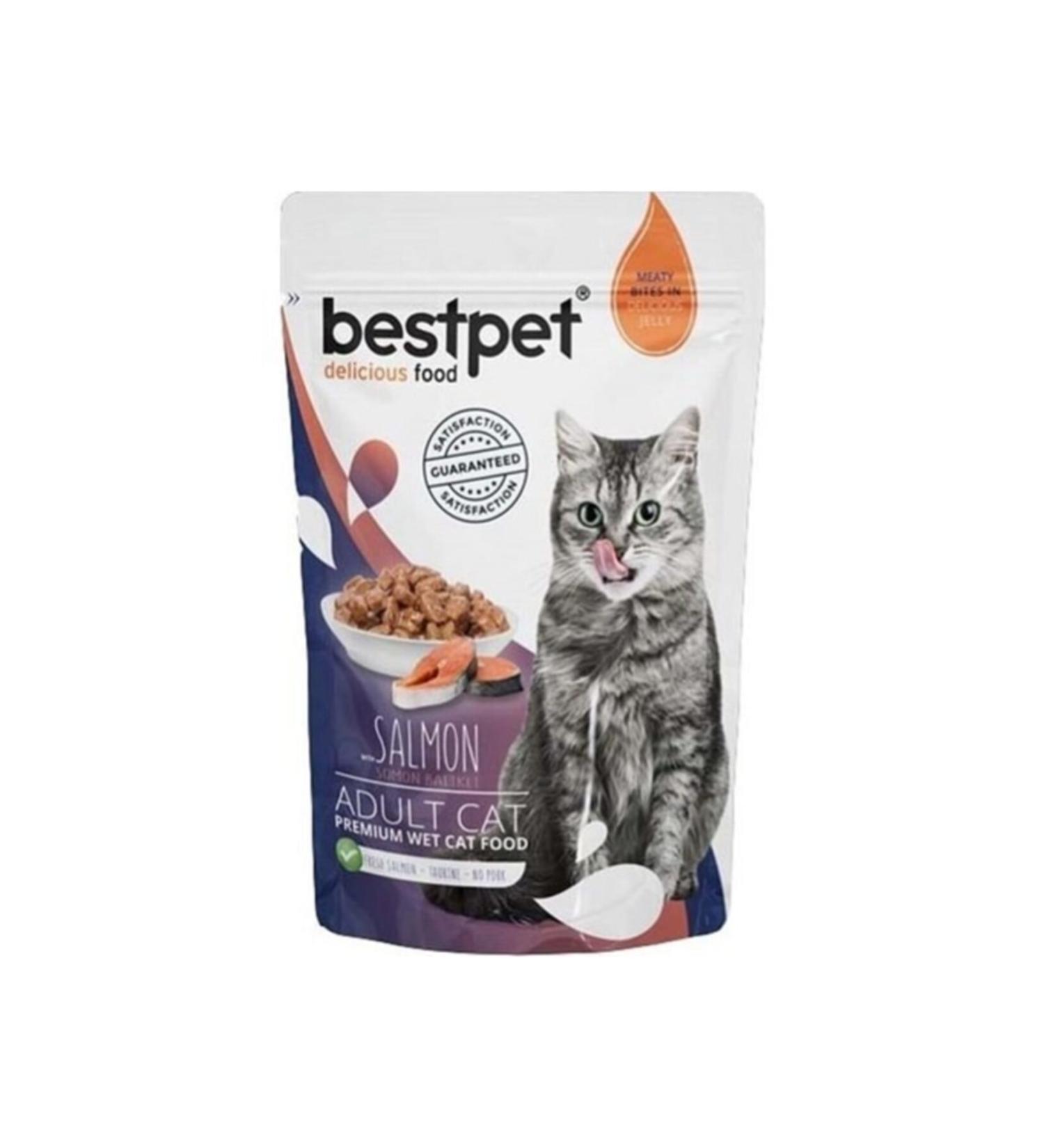 Bestpet Pouch Jelly Salmon Cat Wet Food 85 Gr X 24 Pieces