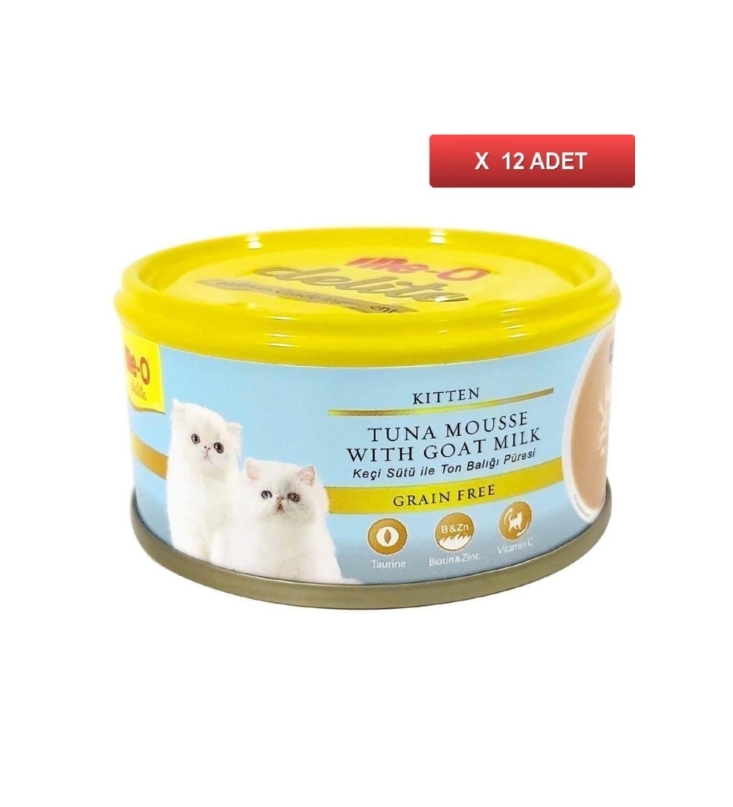 me-o Delite Tuna and Goat Milk Grain-Free Cat Canned Food 80 Gr (12 Pieces)