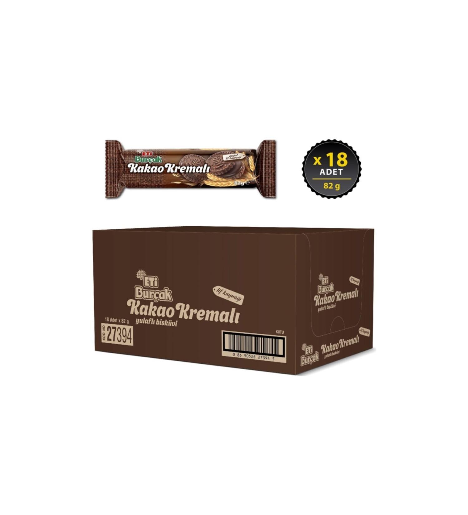 Eti Bur ak Cocoa Cream Biscuit 82gr X 18 Pieces