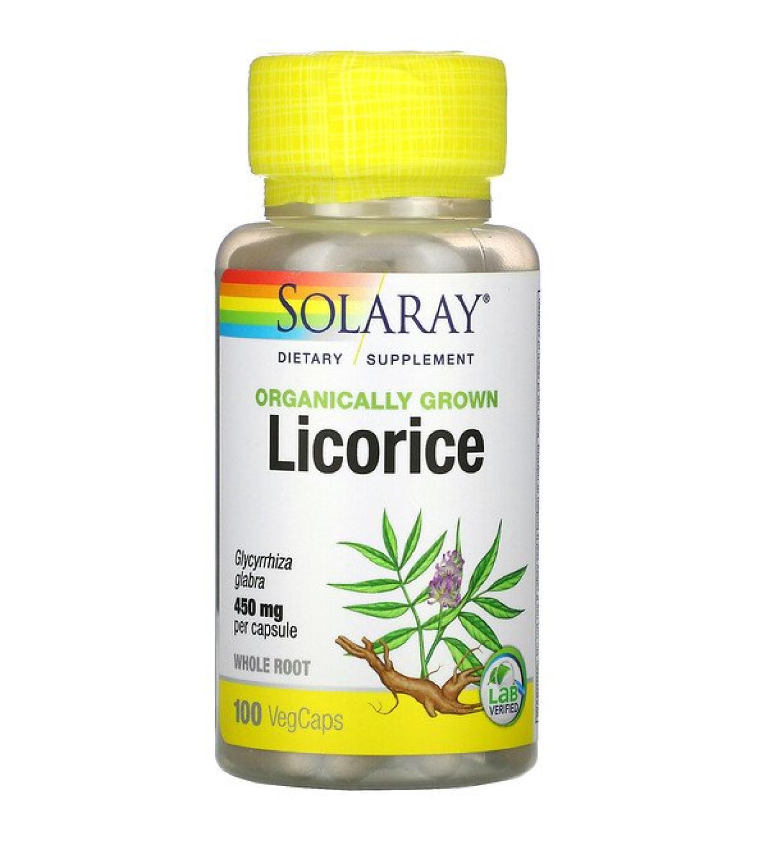 Solaray Organically Grown Licorice 450 mg 100 VegCaps