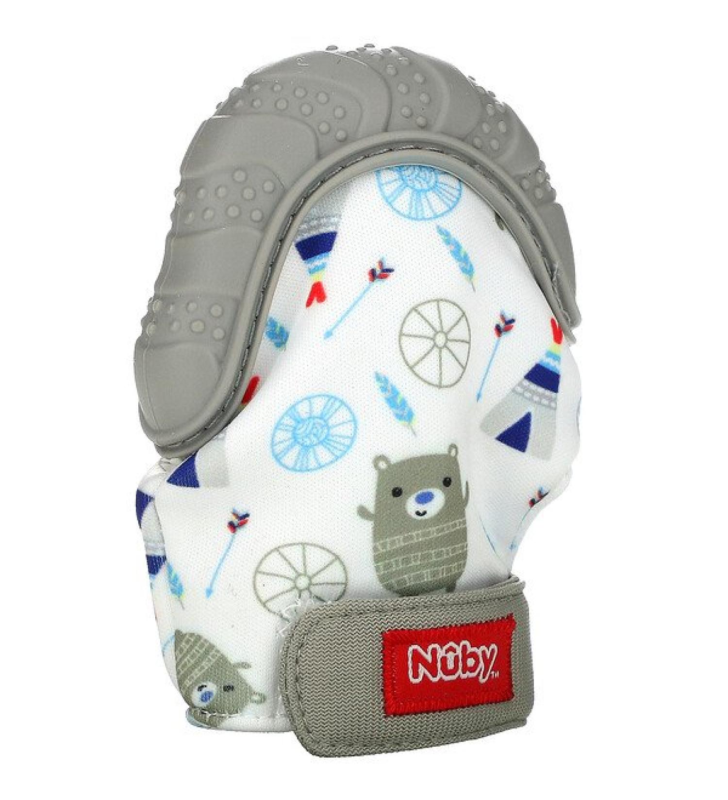 GoSupps.com - Nuby Soothing Teether Happy Hands Teething Mitten 3+ Months Bears 2 Piece Set - Buy Online on GoSupps.com