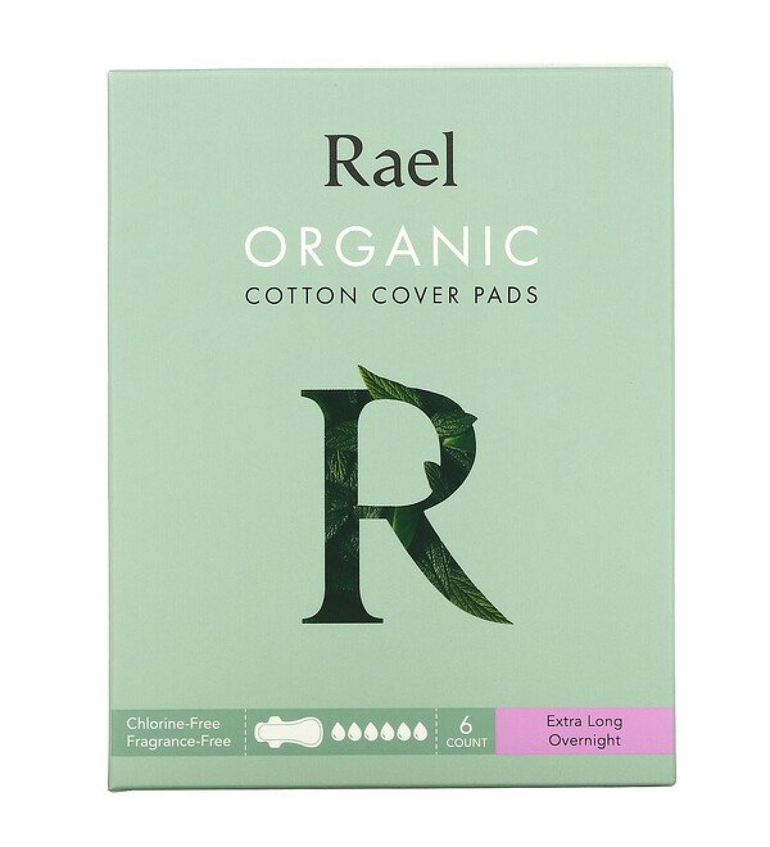 Rael Extra Long Organic Cotton Cover Pads - 6 Count Overnight Protection - Buy Online on GoSupps.com