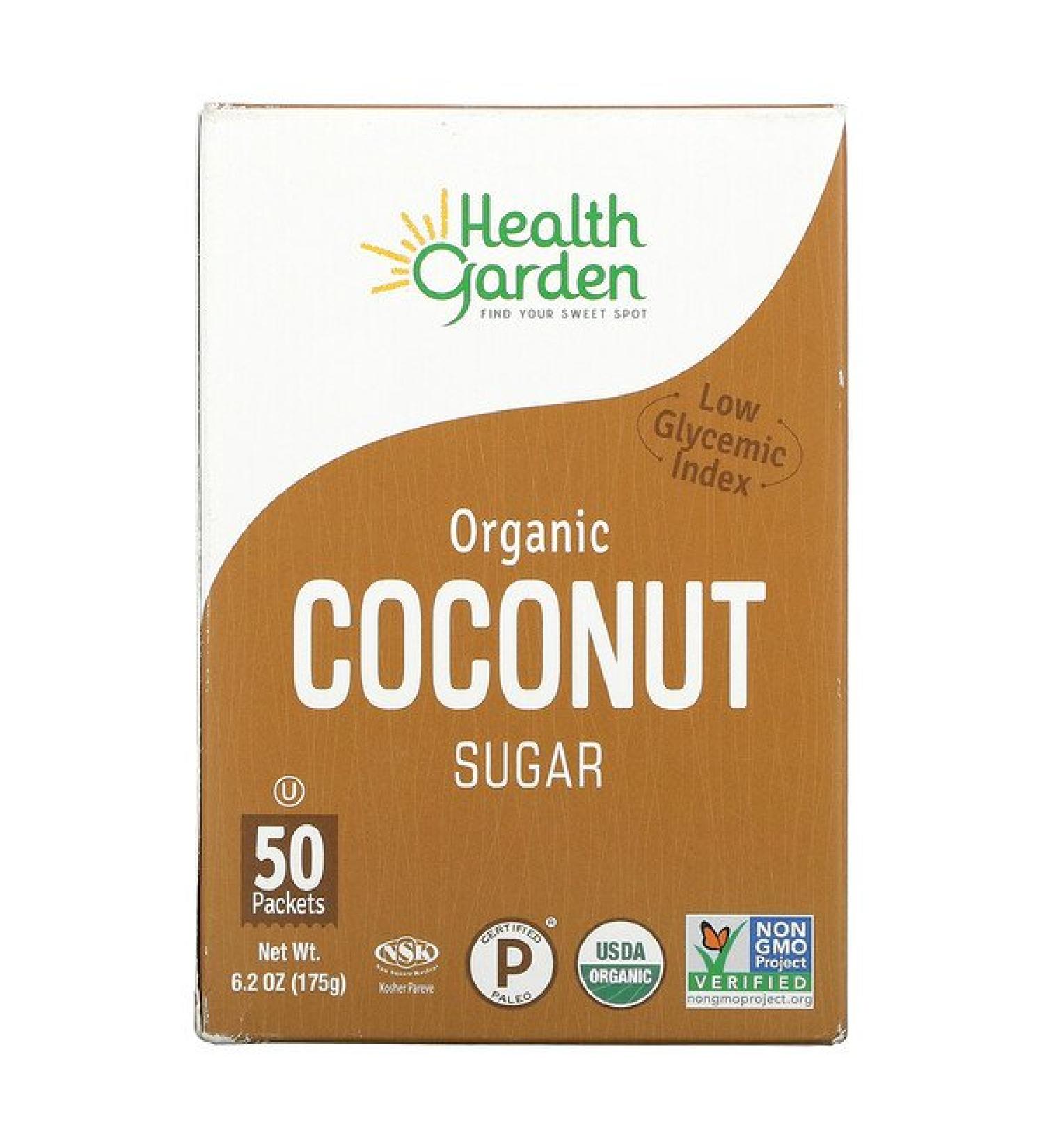 Health Garden Organic Coconut Sugar - 50 Packets (6.2 oz) - Natural Sweetener - Buy Online on GoSupps.com
