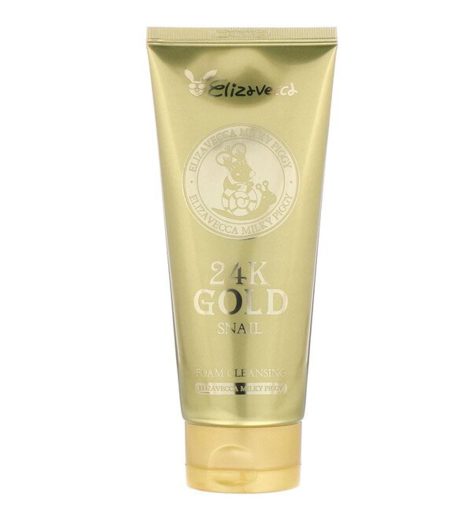 Elizavecca Milky Piggy 24k Gold Snail Foam Cleanser | 6.09 fl oz (180 ml) - Brightening & Hydrating - Buy Online on GoSupps.com