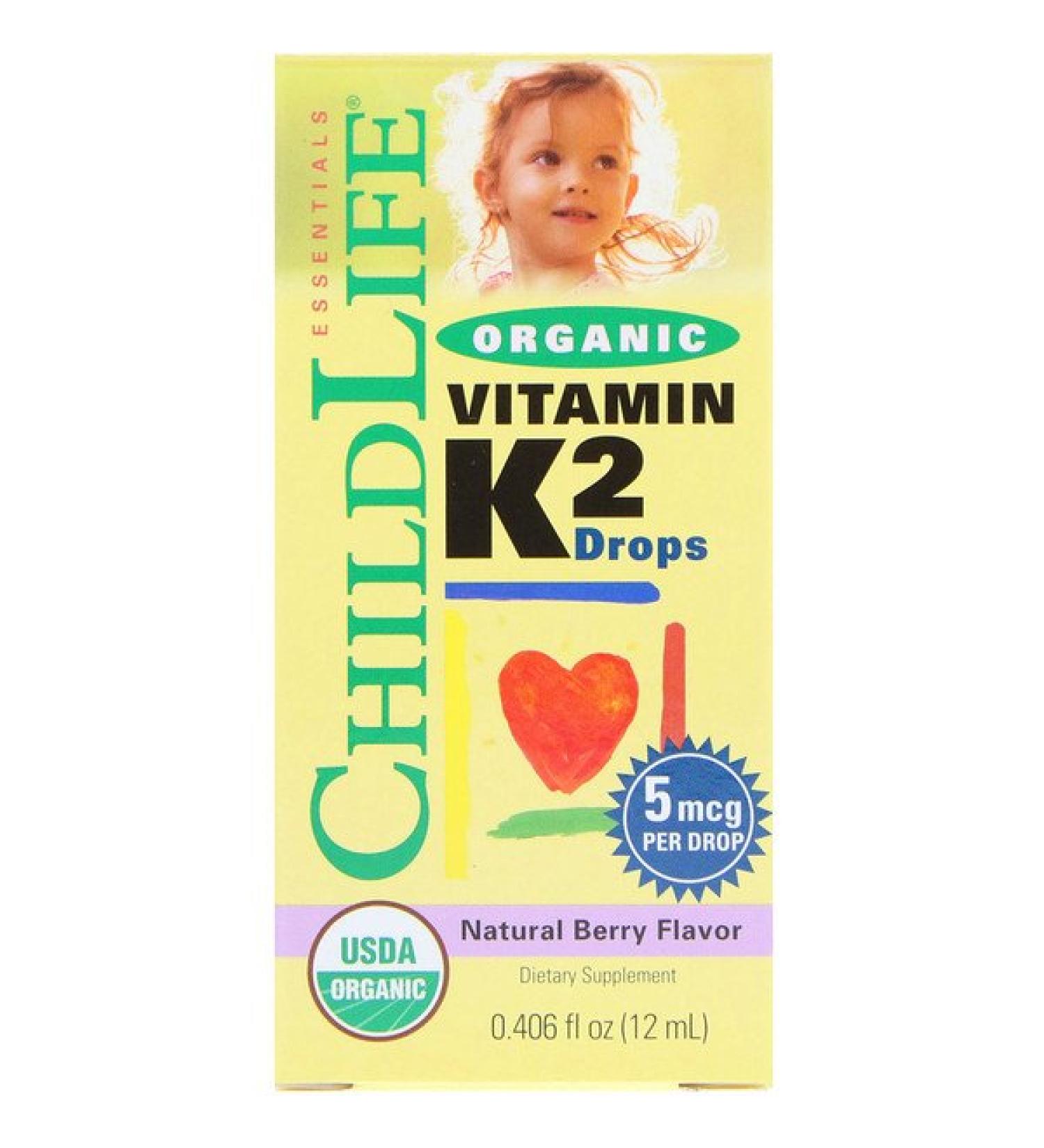 ChildLife Organic Vitamin K2 Drops Natural Berry Flavor 0.406 fl oz (12 ml)