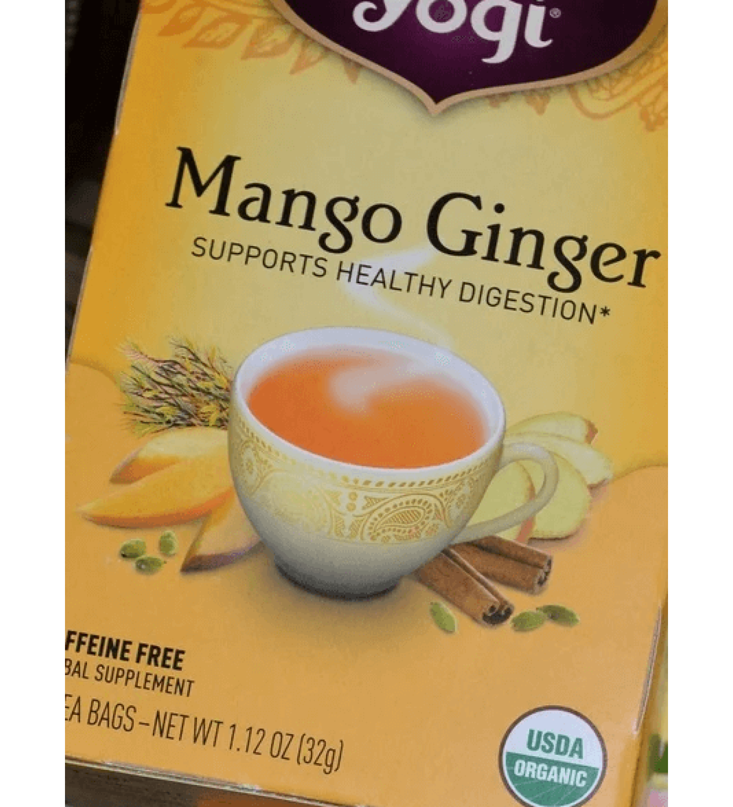 Yogi Tea Organic Mango Ginger Caffeine Free 16 Tea Bags 1.12 oz (32 g)