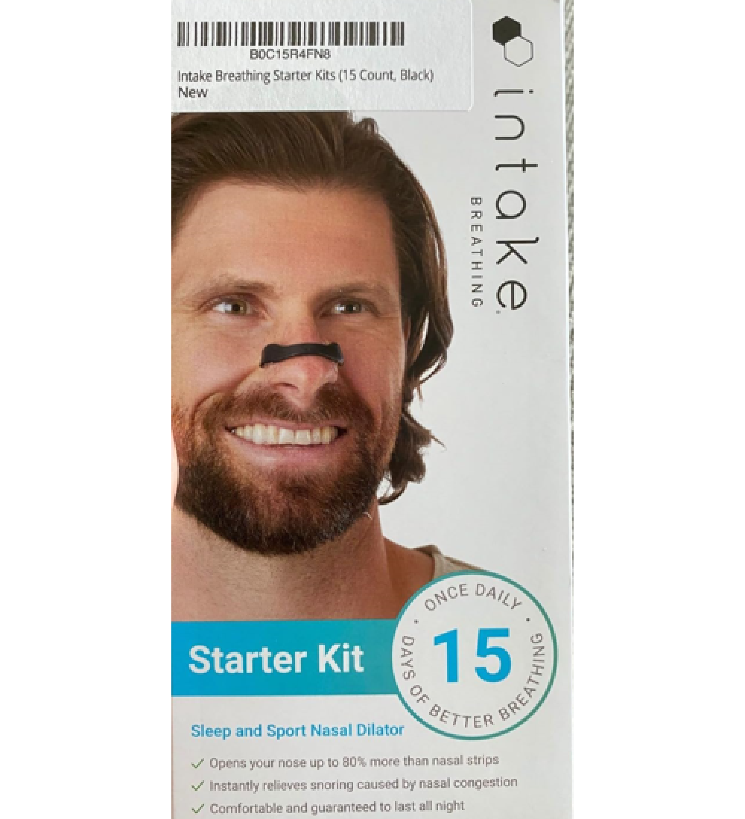 Intake Breathing Premier Nasal Dilator Starter Kit (15 Count Black) 15 Count Black