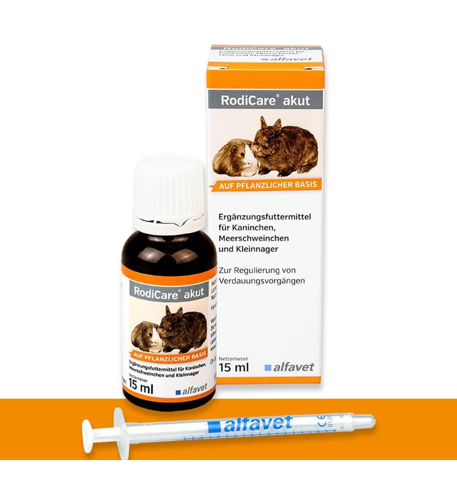 Alfavet Rodicare Acute Supplement - Digestive Aid for Rabbits Guinea Pigs & Small Rodents | 15ml Glass Bottle with Dosing Sprayer - Buy Online on GoSupps.com