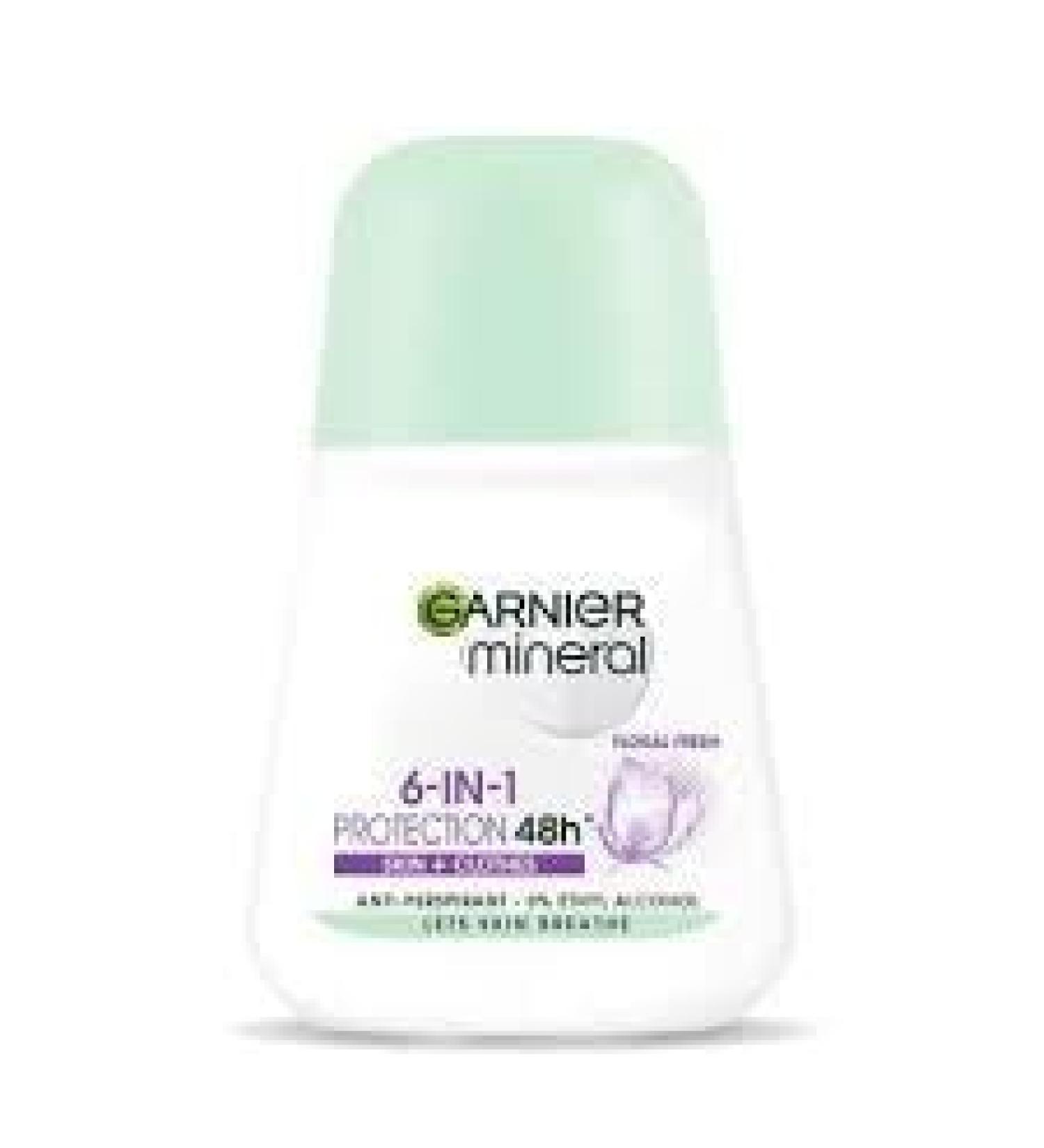 Garnier Mineral 6-in-1 Protection Floral Fresh Antiperspirant in roll-on 50 ml
