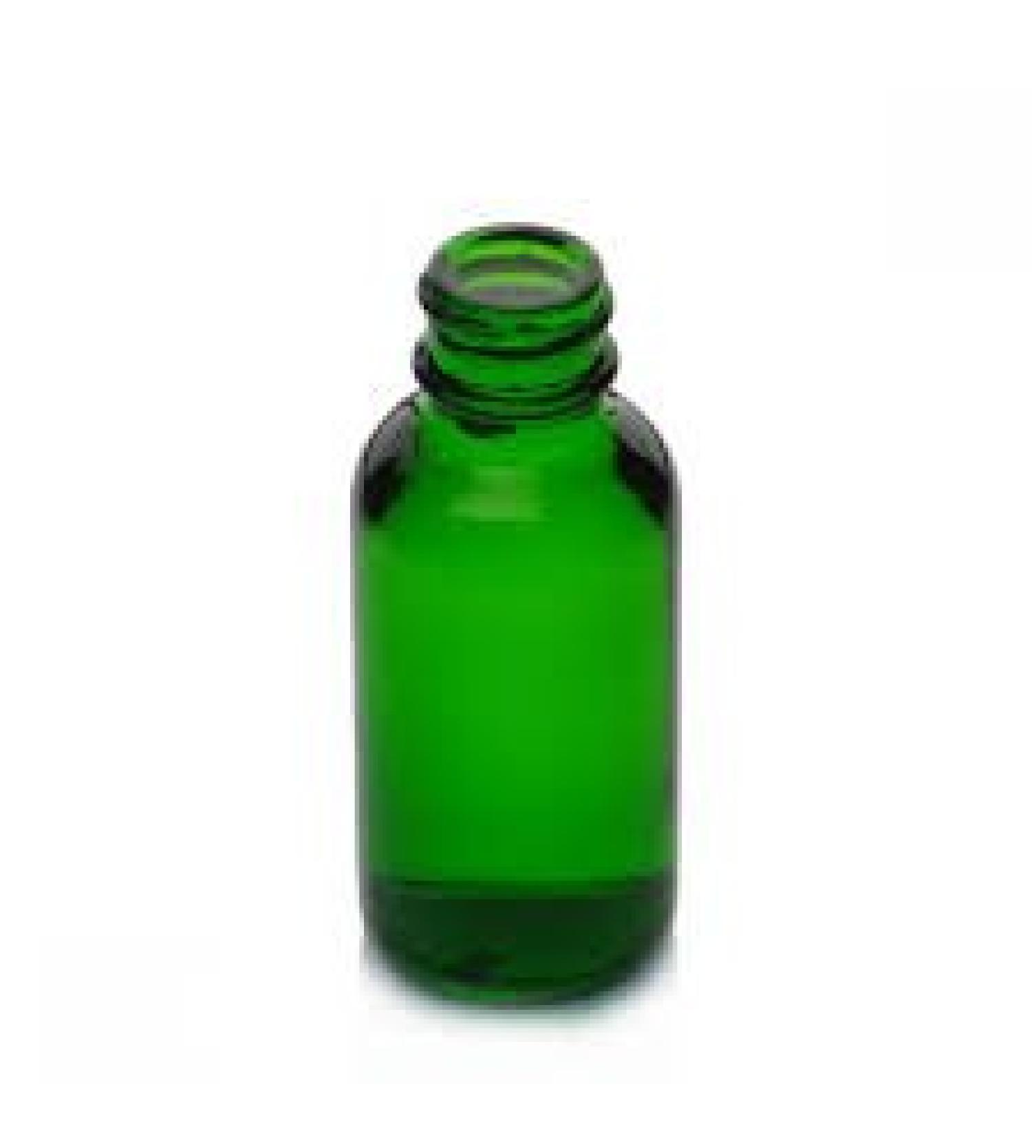 6 Pack Gorgeous Green Solid Glass Boston Round 1 Ounce Bottles w/Caps-Perfect for Travel and Essential Oils. Very Heavy Glass.