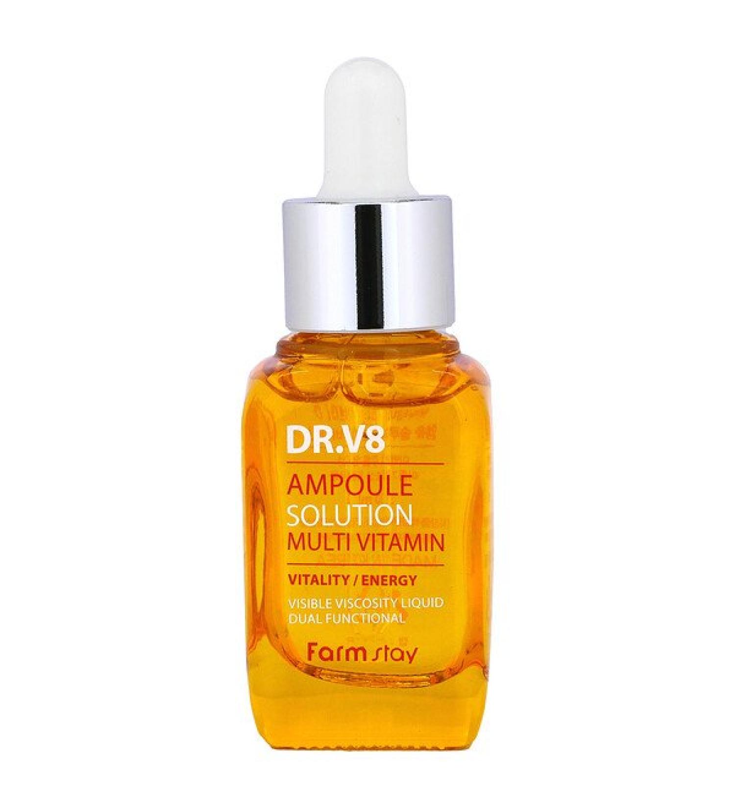 Farmstay Dr. V8 Multivitamin Ampoule Solution 30ml - Boost Skin Health - Buy Online on GoSupps.com
