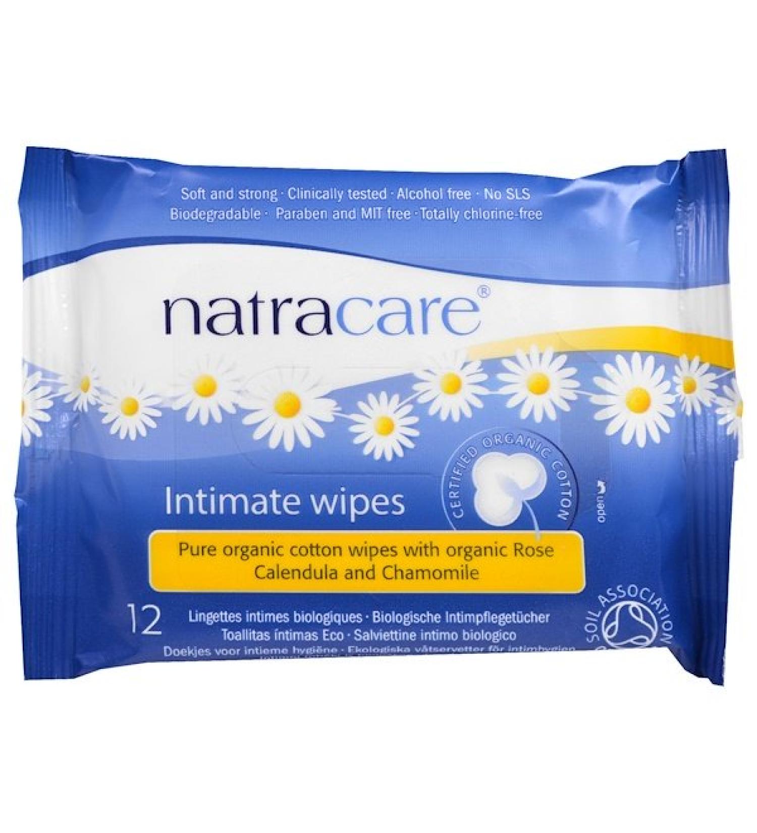 Natracare Certified Organic Cotton Intimate Wipes 12 Wipes