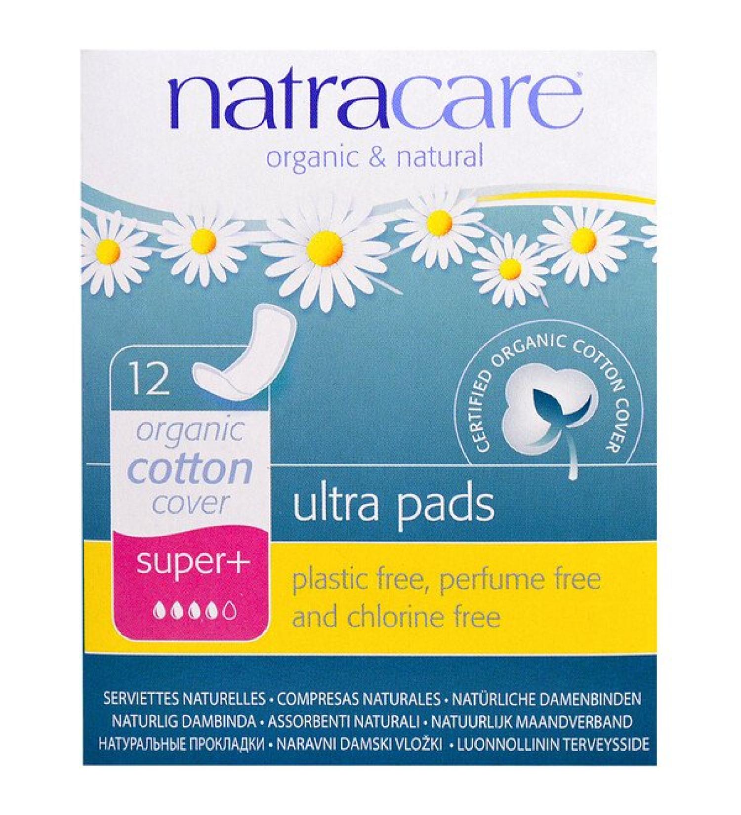 Natracare Ultra Pads Organic Cotton Cover Super+ 12 Pads