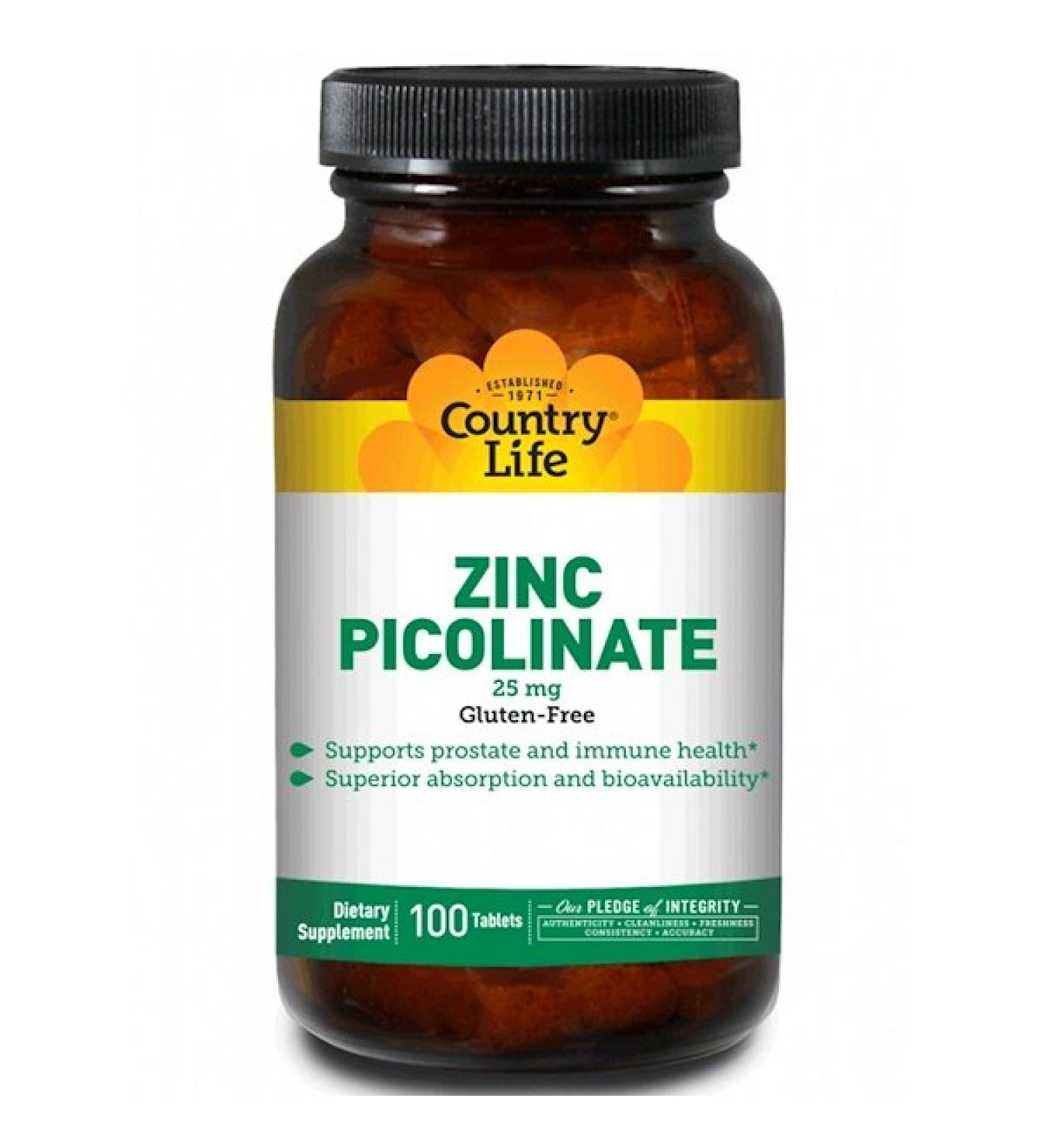 Country Life Zinc Picolinate 25 mg 100 Tablets