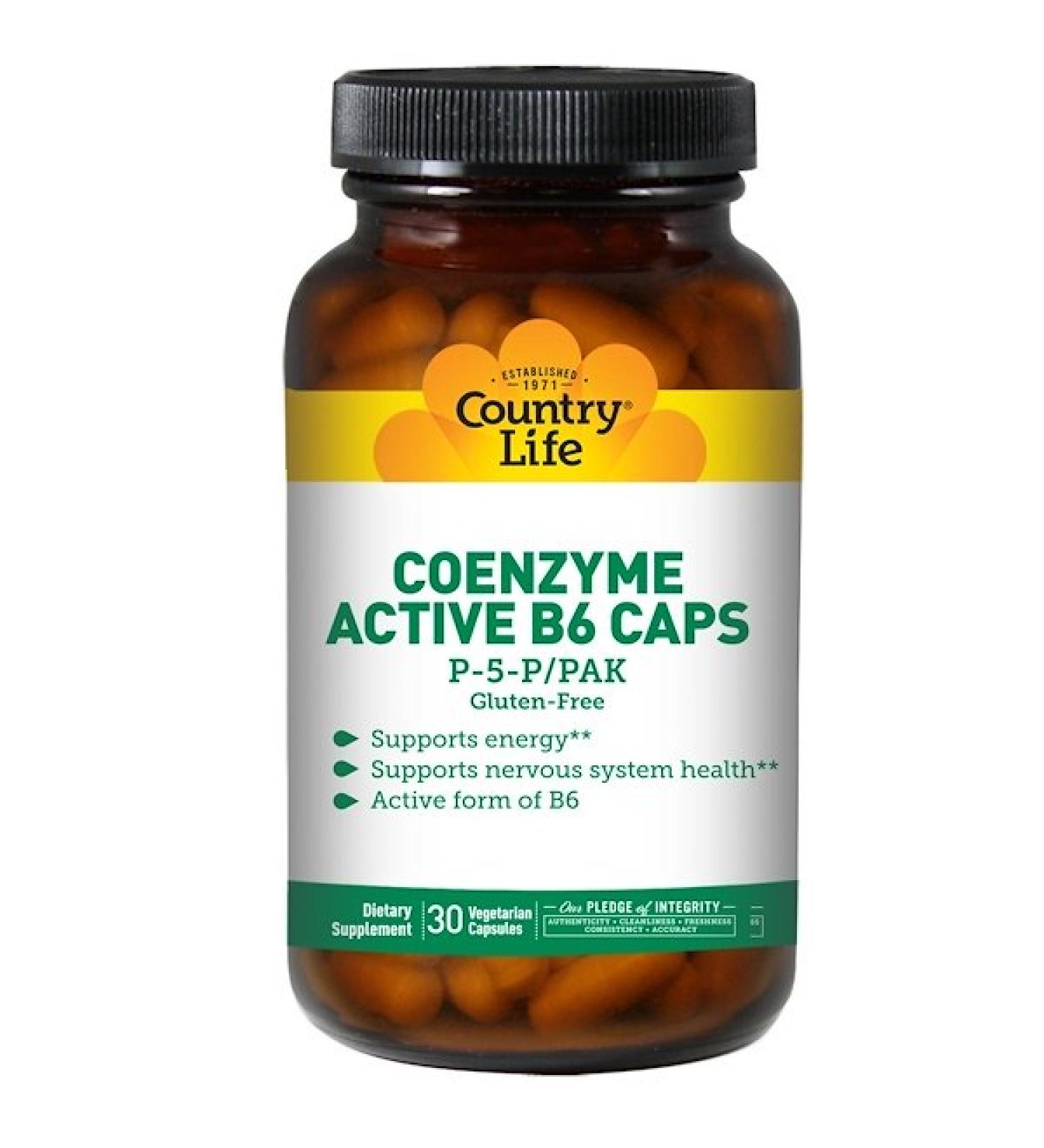 Country Life Coenzyme Active B6 Caps P-5-P/PAK 30 Vegetarian Capsules