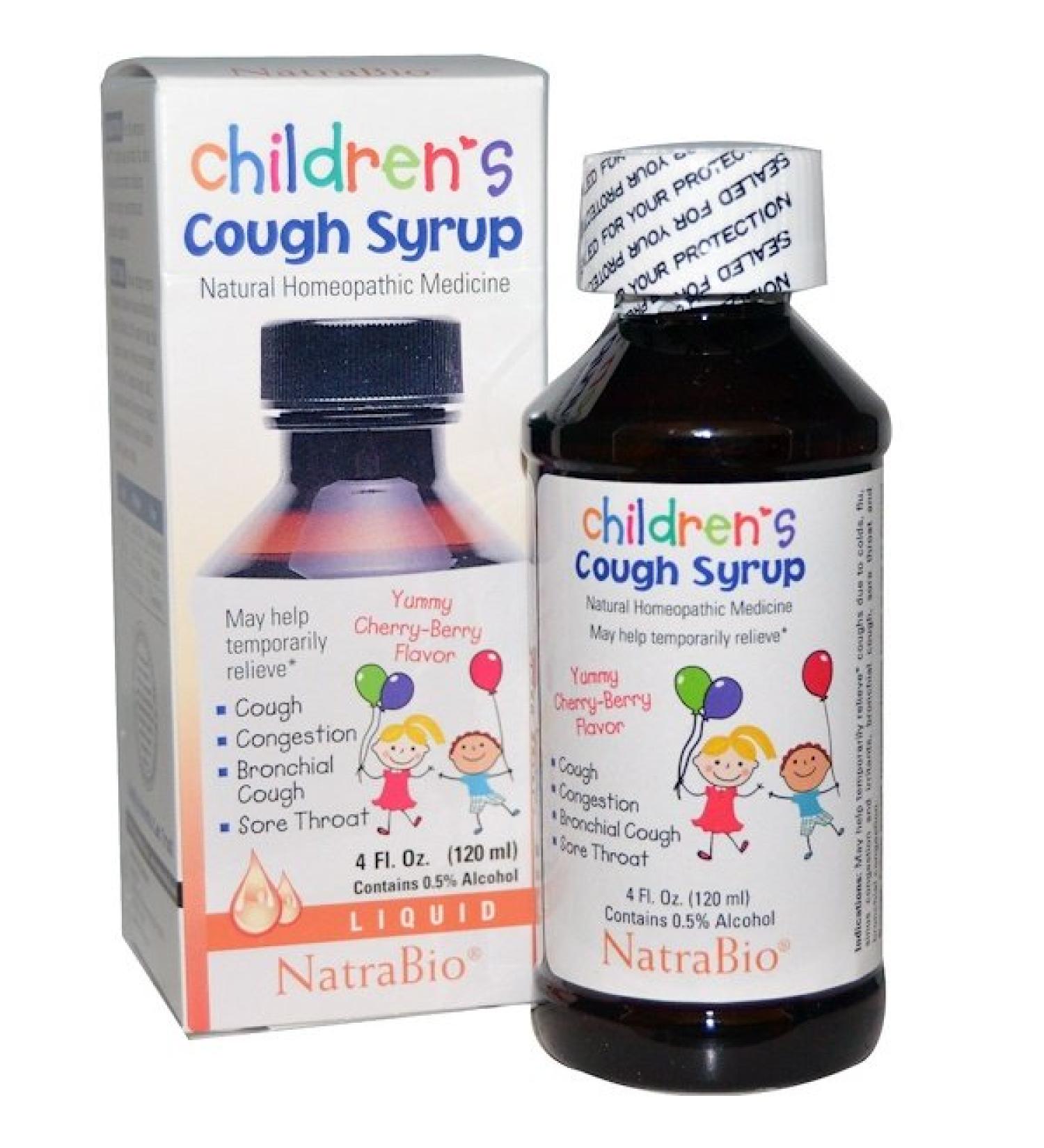 NatraBio Children's Cough Syrup Yummy Cherry-Berry Flavor 4 fl oz (120 ml)