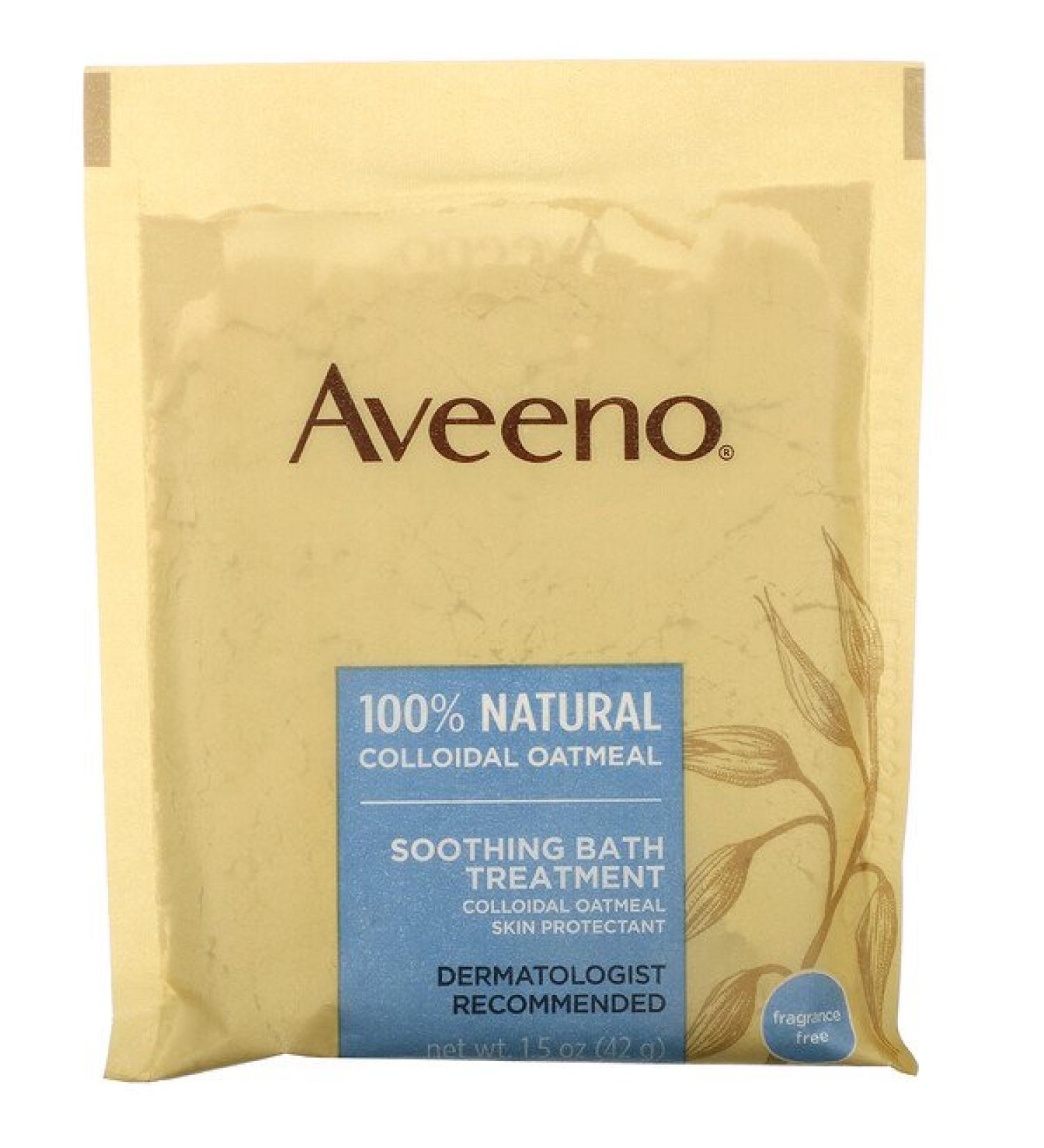 Aveeno Active Naturals Soothing Bath Treatment Fragrance Free 8 Single Use Bath Packets 1.5 oz (42 g) Each.