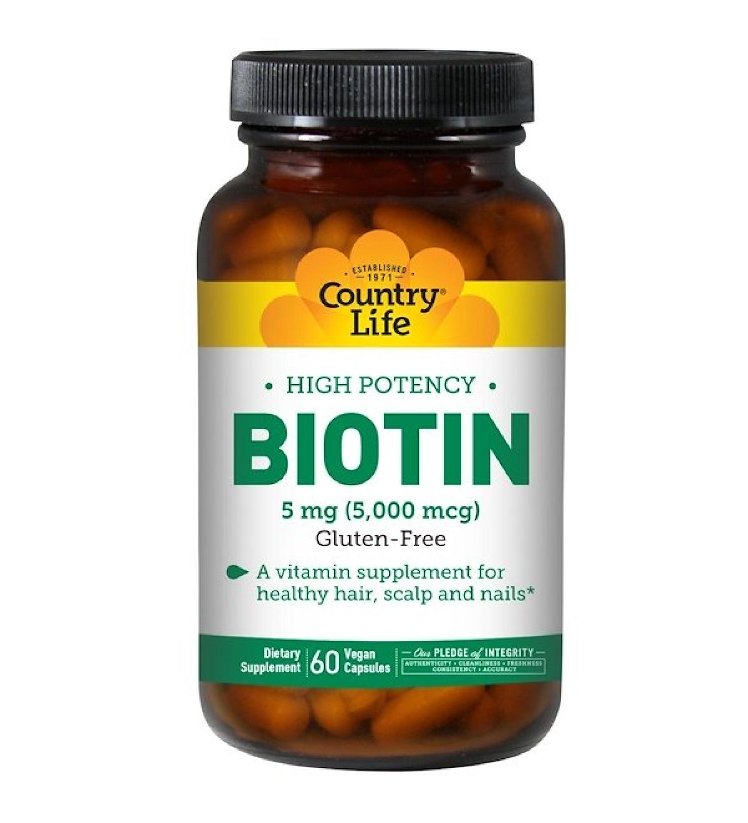 Country Life High Potency Biotin 5 mg 60 Vegan Capsules