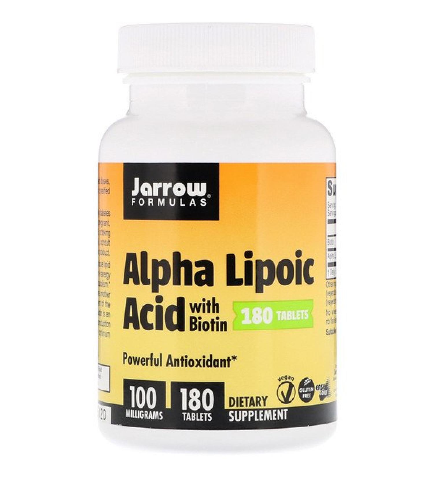 Jarrow Formulas Alpha Lipoic Acid with Biotin 100 mg 180 Tablets