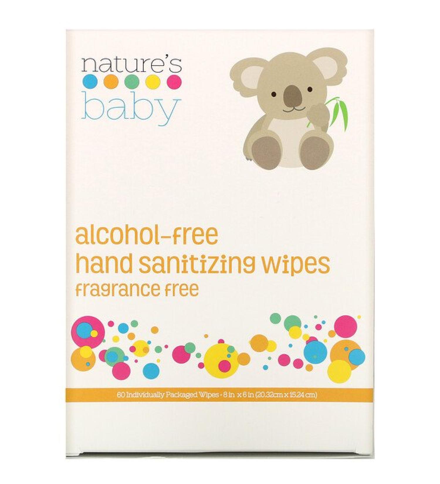 Nature's Baby Organics Hand Sanitizing Wipes Alcohol Free Fragrance Free  60 Individually Packaged Wipes