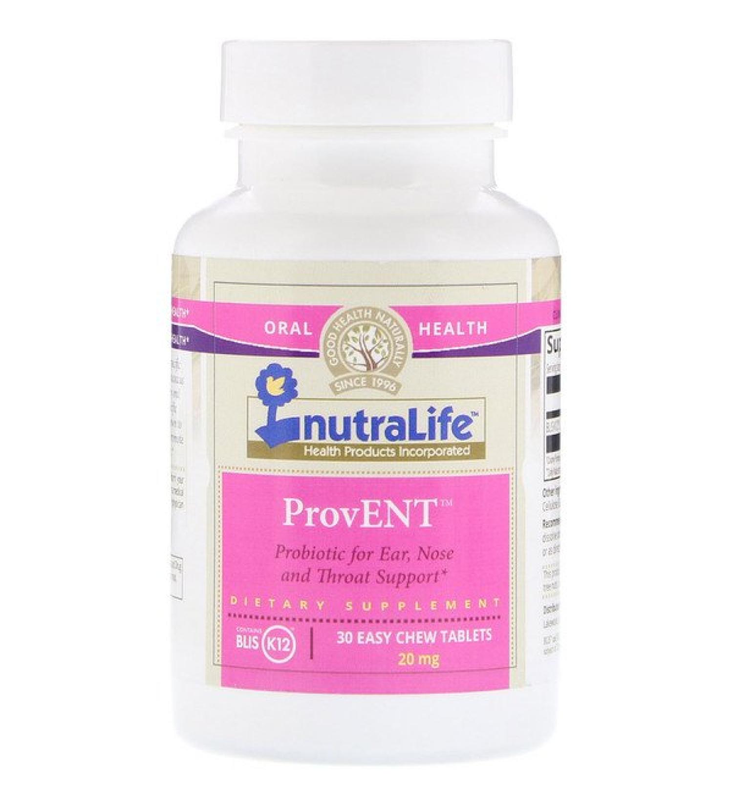 NutraLife ProvENT with Blis K12 20 mg 30 Easy Chew Tablets