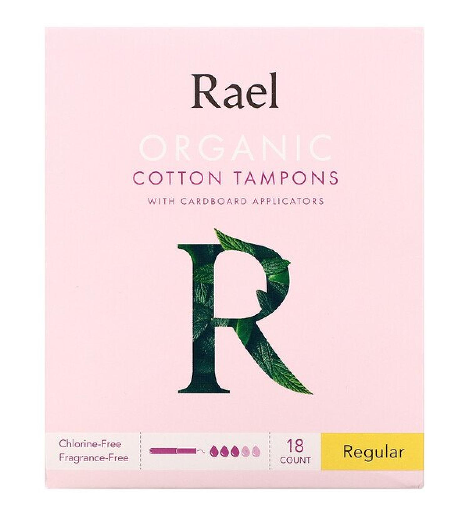 Rael Organic Cotton Tampons with Cardboard Applicators Regular 18 Count