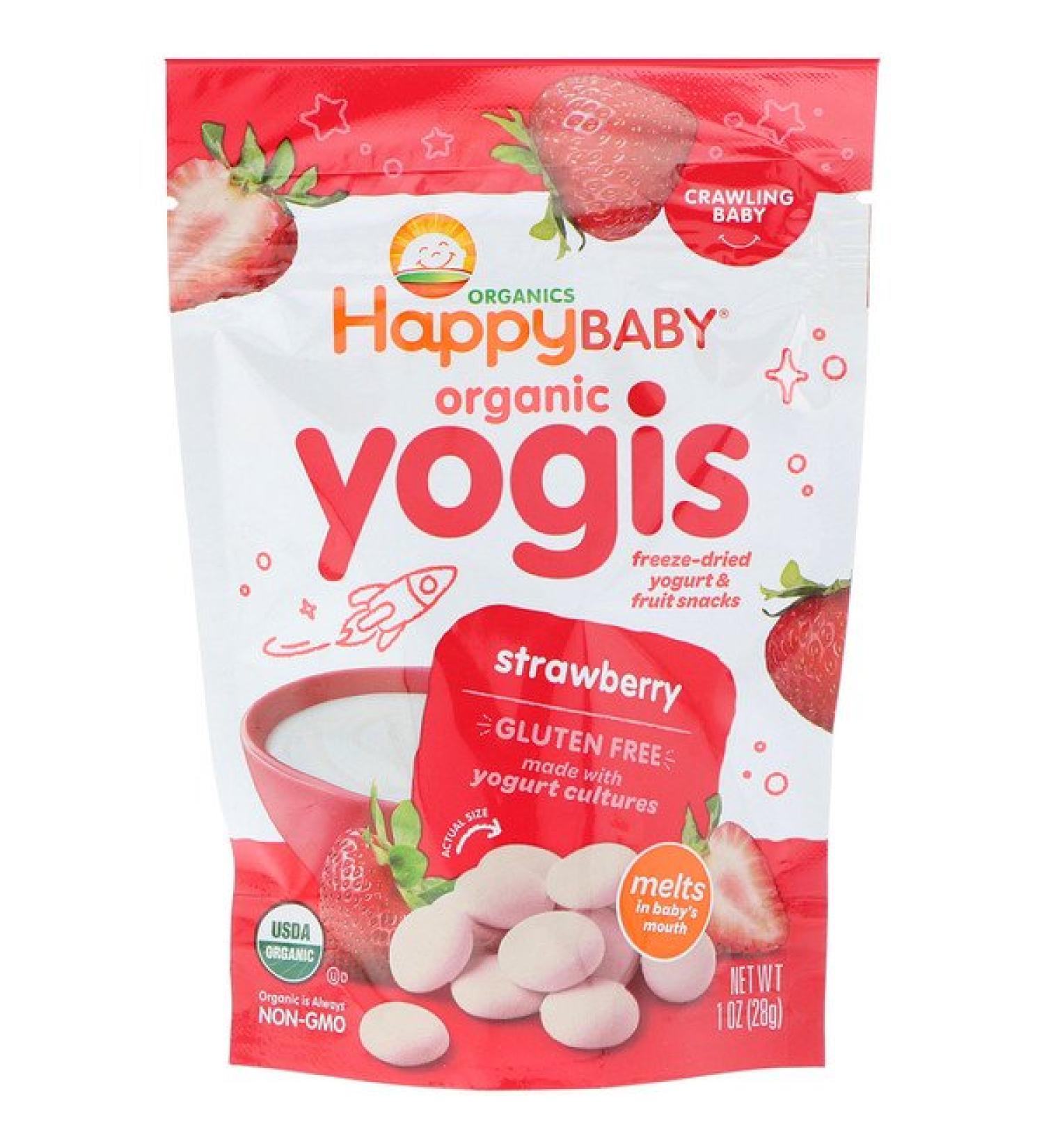 Happy Family Organics Organic Yogis Freeze Dried Yogurt & Fruit Snacks Strawberry 1 oz (28 g)