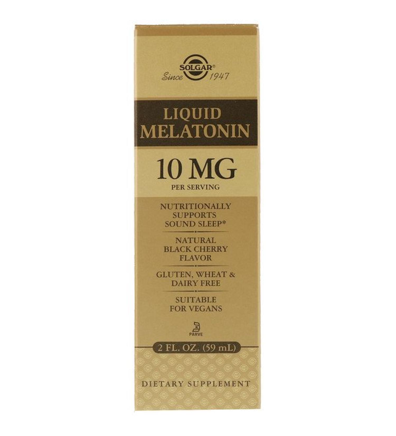Solgar Liquid Melatonin Natural Black Cherry Flavor 10 mg 2 fl oz (59 ml)