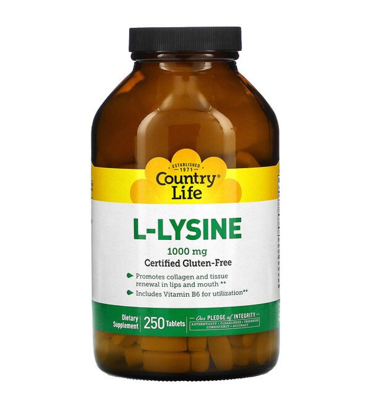 Country Life L-Lysine 1000 mg 250 Tablets
