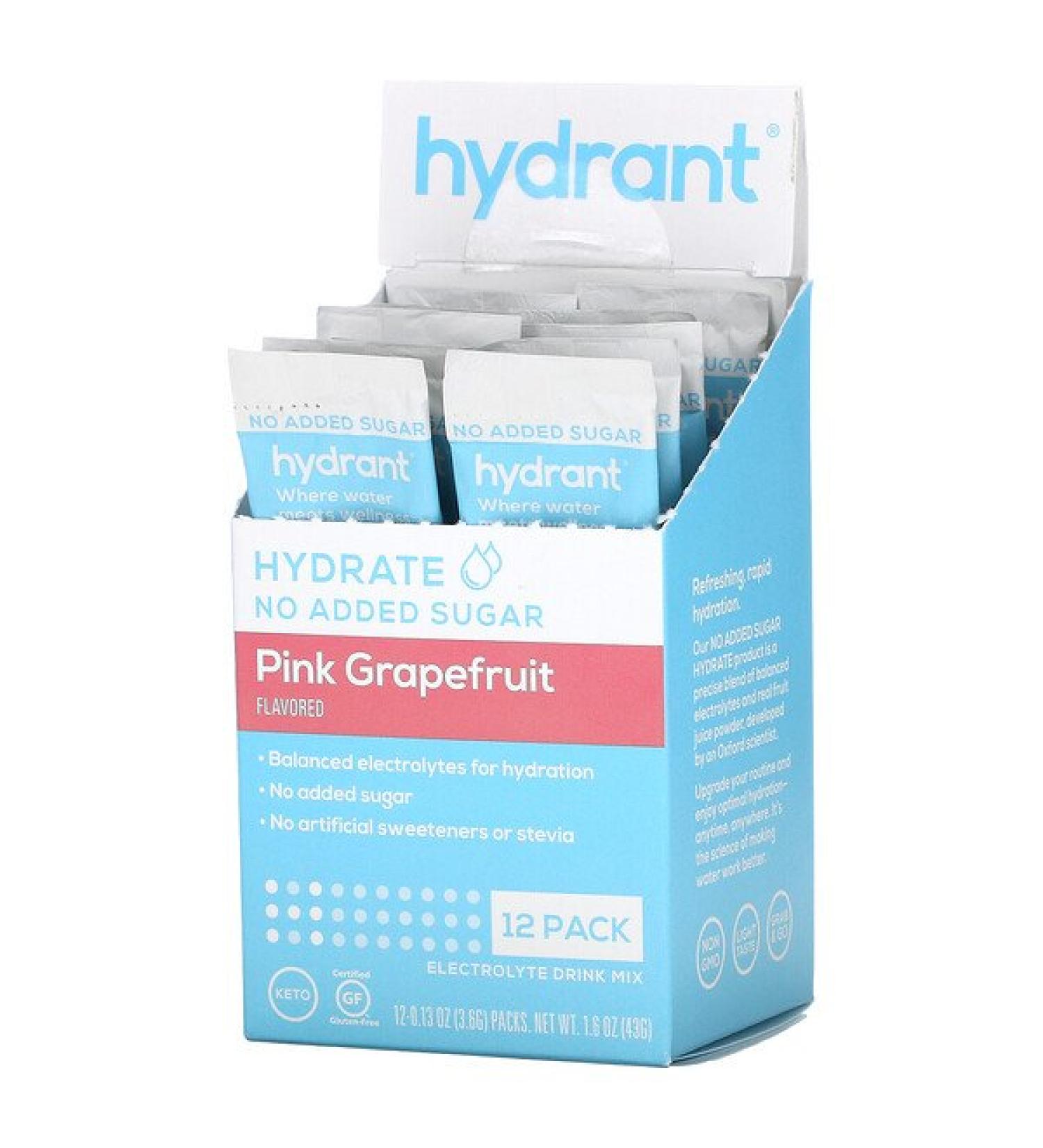 Hydrant Electrolyte Drink Mix - Pink Grapefruit 12 Pack (0.13 oz each) | Hydration Boost - Buy Online on GoSupps.com