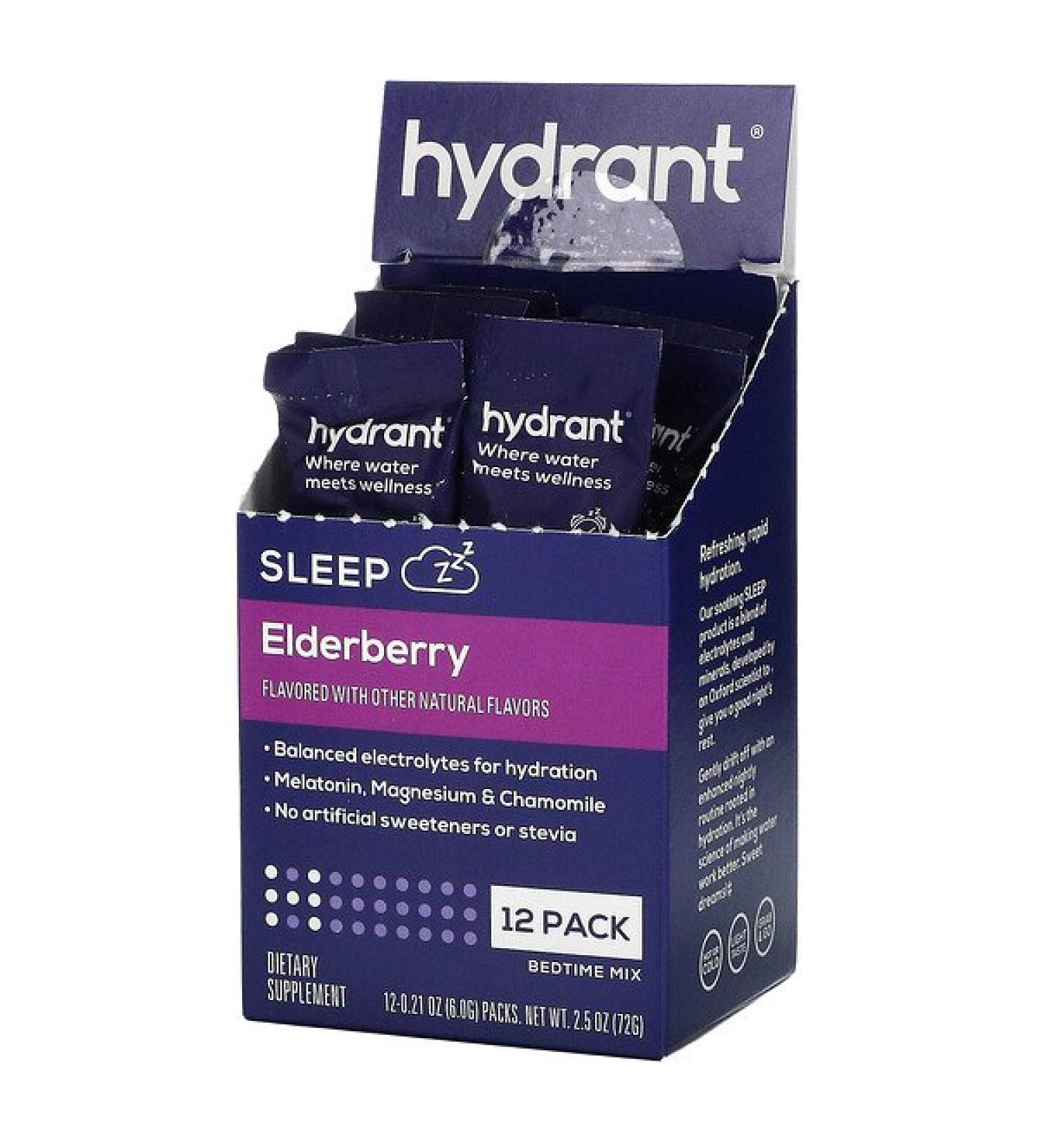 Hydrant Sleep Bedtime Mix with Elderberry - 12 Pack (0.21 oz Each) | Natural Sleep Aid - Buy Online on GoSupps.com