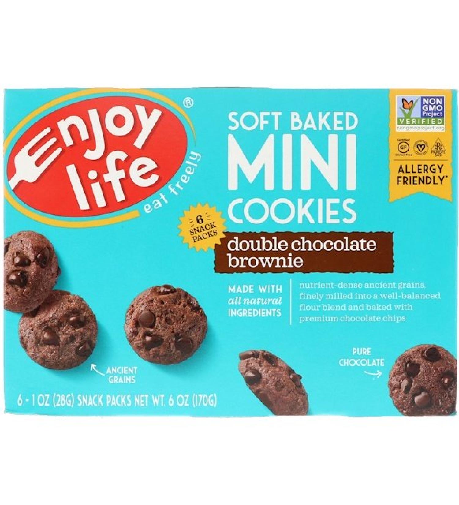 Enjoy Life Foods Soft Baked Mini Cookies Double Chocolate Brownie 6 Snack Packs 1 oz (28 g) Each