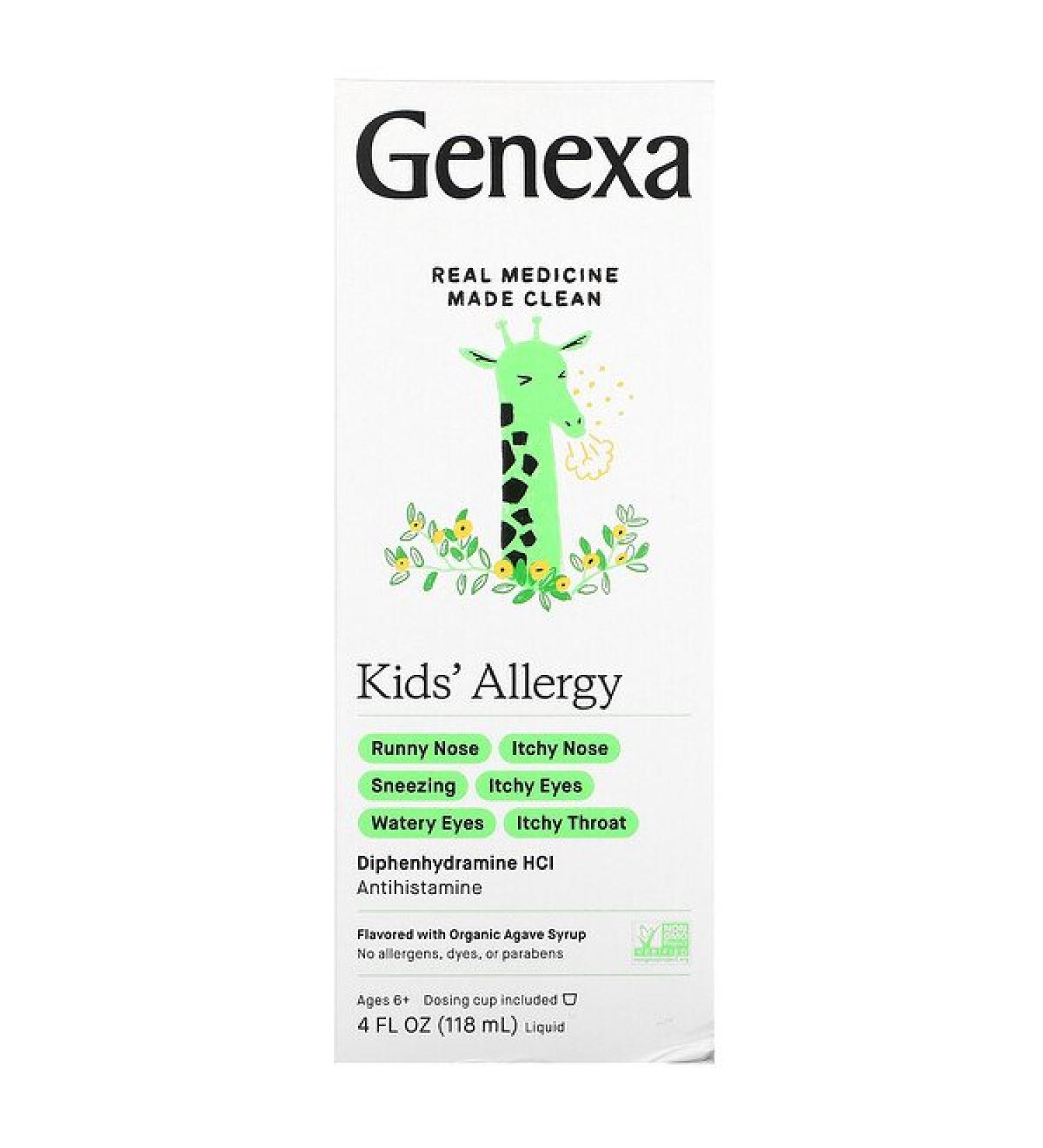 Genexa Kid's Allergy Ages 6+ Organic Agave Syrup 4 fl oz (118 ml)
