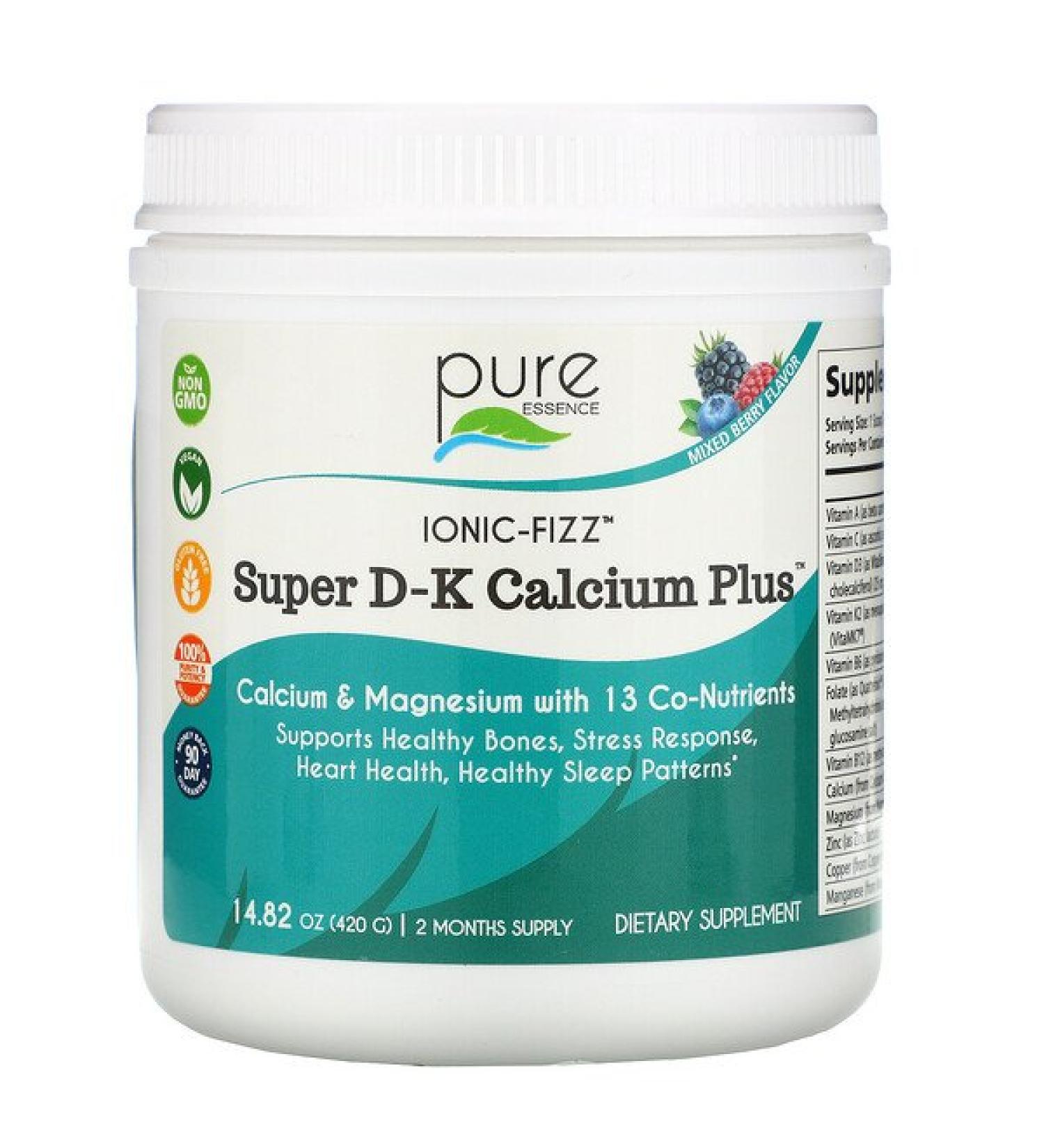 Pure Essence Ionic-Fizz Super D-K Calcium Plus Mixed Berry 14.82 oz (420 g)