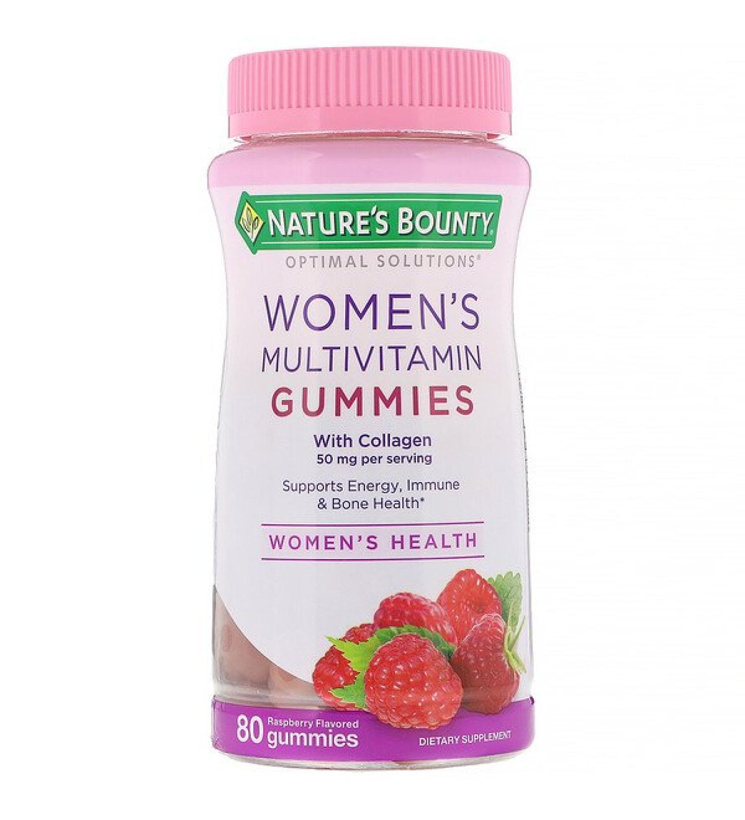 Nature's Bounty Optimal Solutions Women's Multivitamin Gummies Raspberry Flavored 80 Gummies