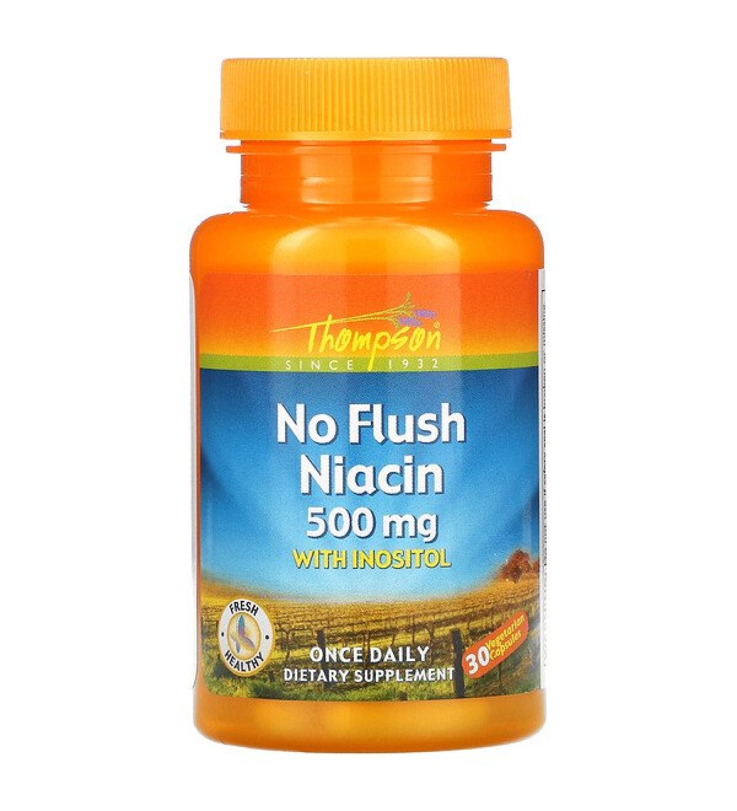 Thompson No Flush Niacin 500 mg 30 Vegetarian Capsules