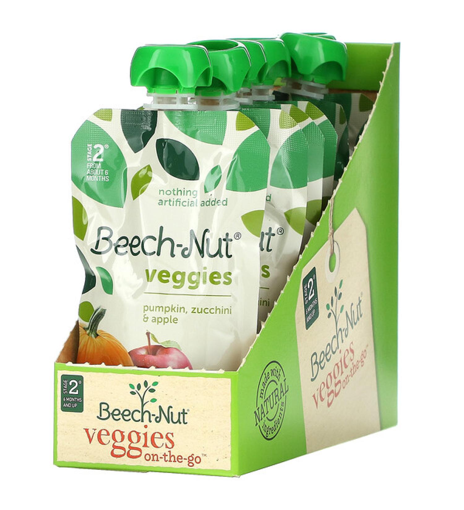 Beech-Nut Veggies Stage 2: Pumpkin Zucchini & Apple - 12 Pouches (3.5 oz Each) | Healthy Baby Food - Buy Online on GoSupps.com