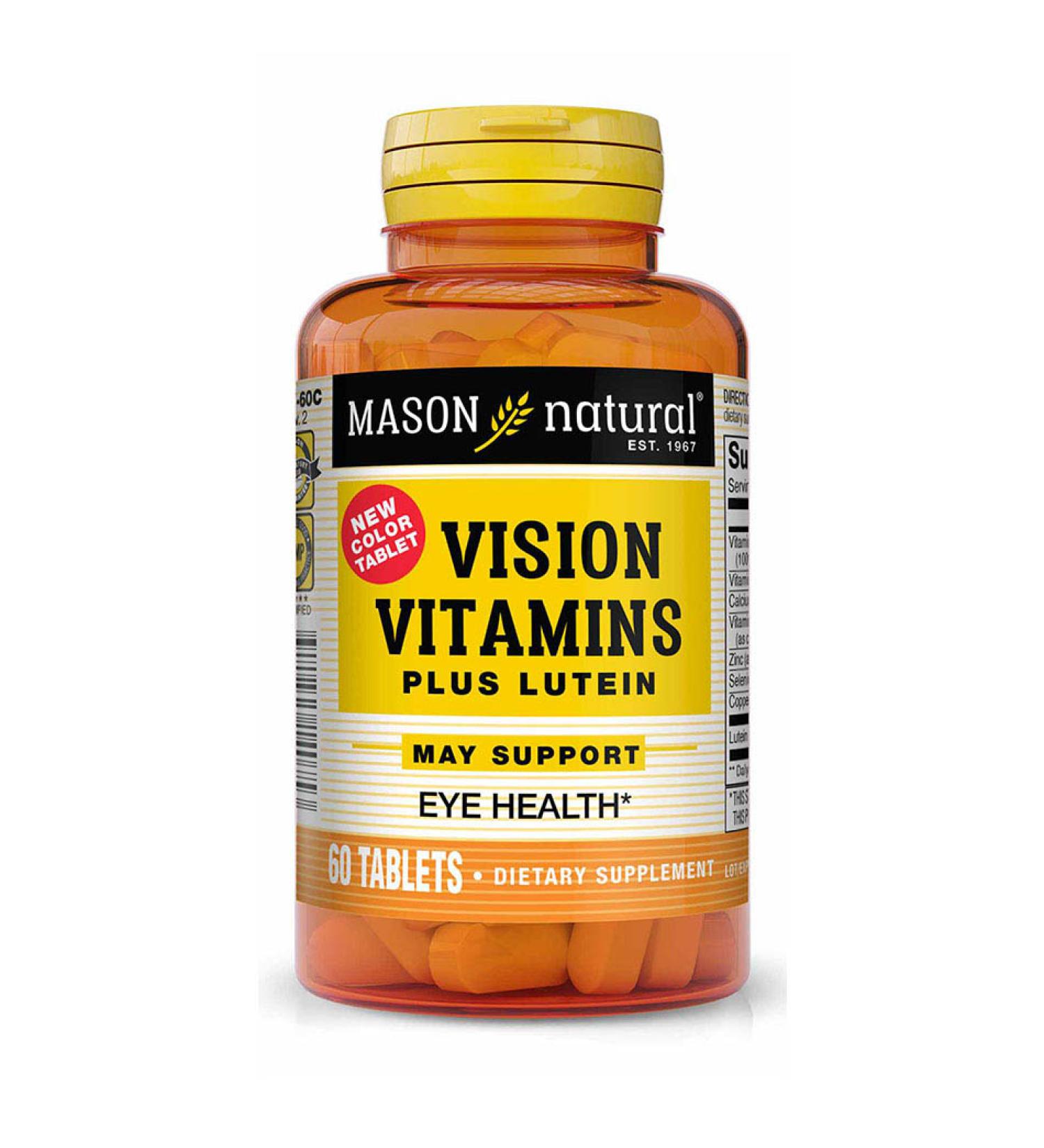 Mason Natural Vision Vitamins Plus Lutein - 60 Tablets for Eye Health & Vision Support - Buy Online on GoSupps.com