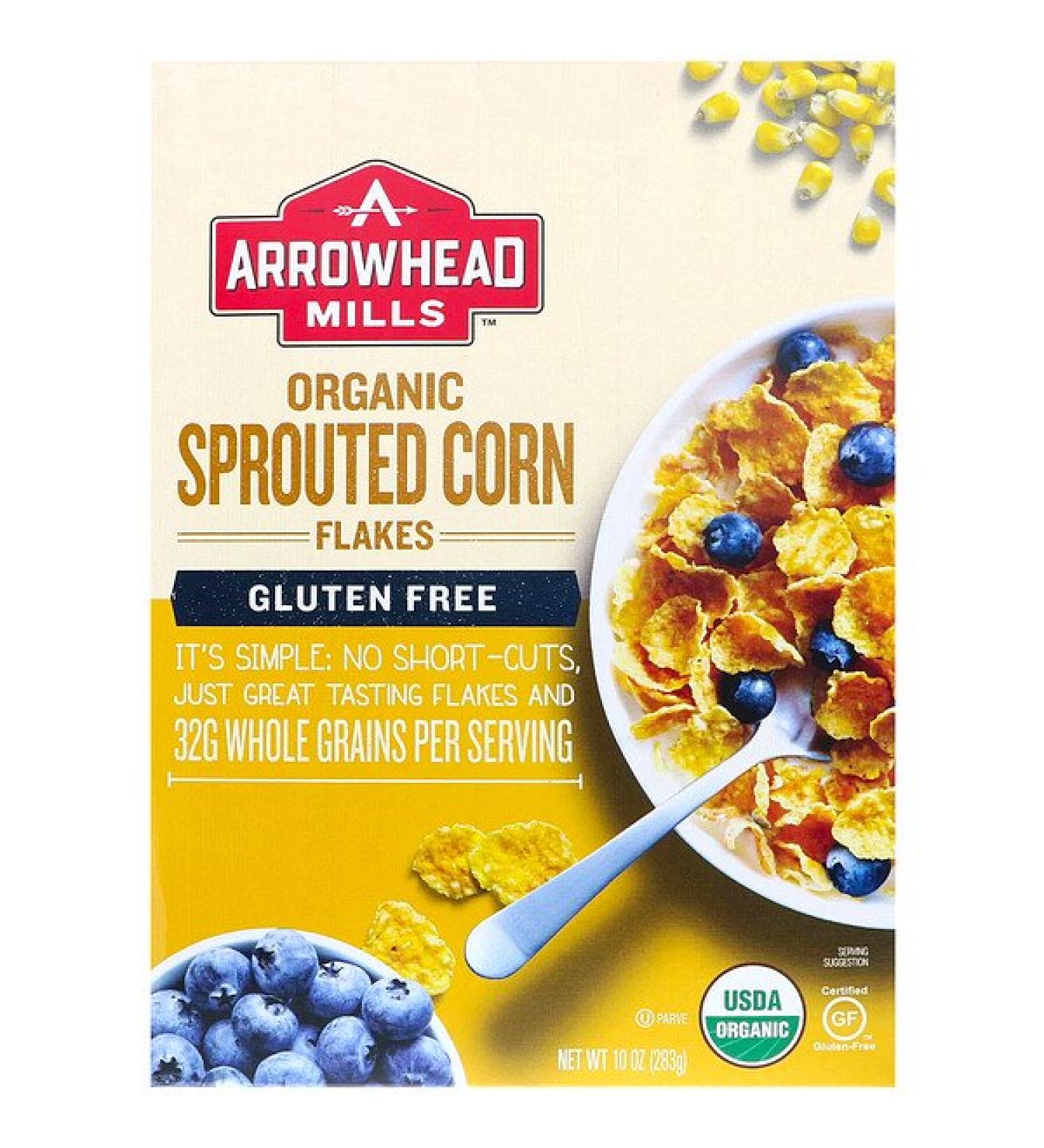 Arrowhead Mills Organic Sprouted Corn Flakes Gluten Free 10 oz (283 g)