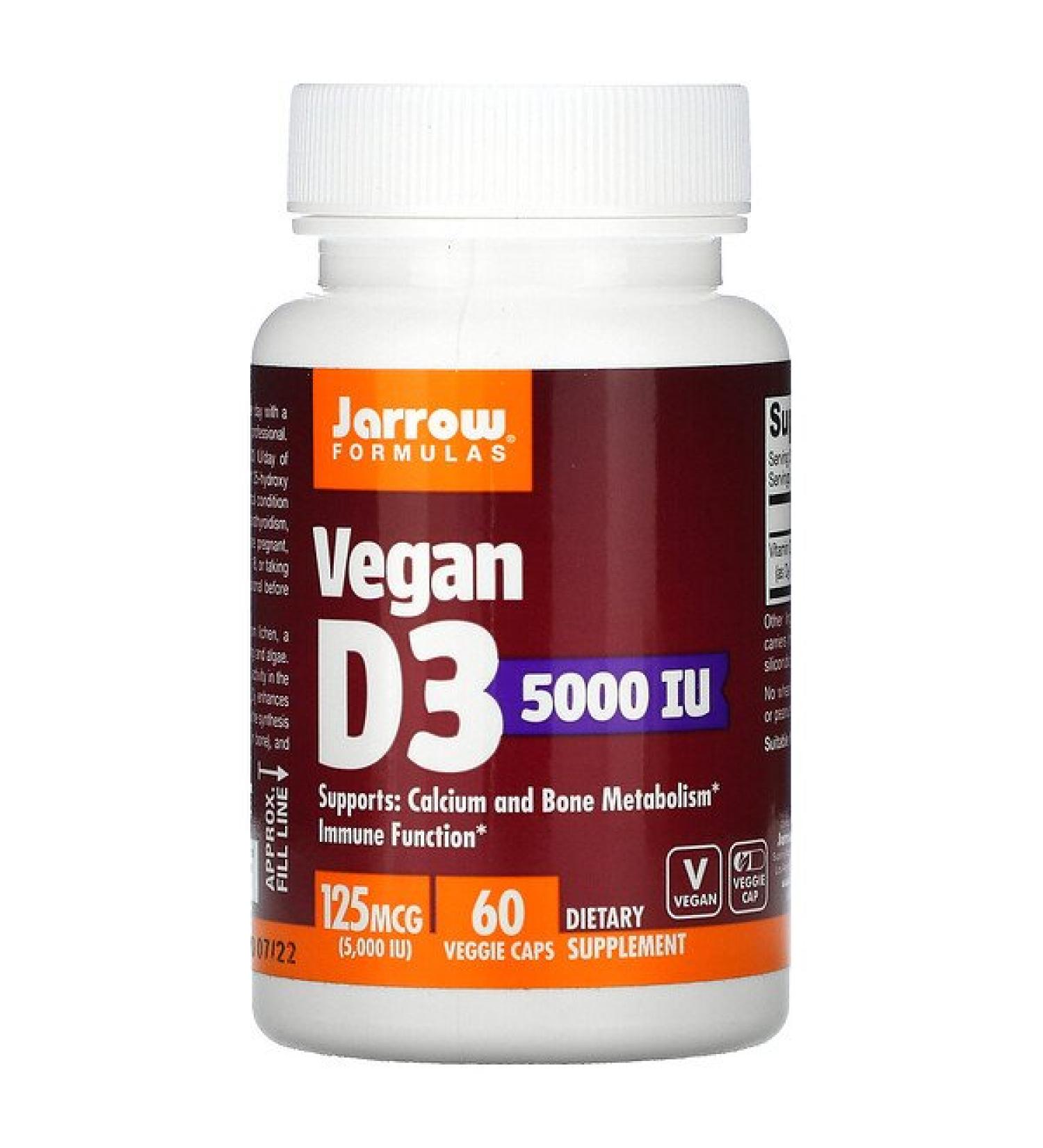 Jarrow Formulas Vegan D3 125 mcg (5000 IU) 60 Veggie Caps