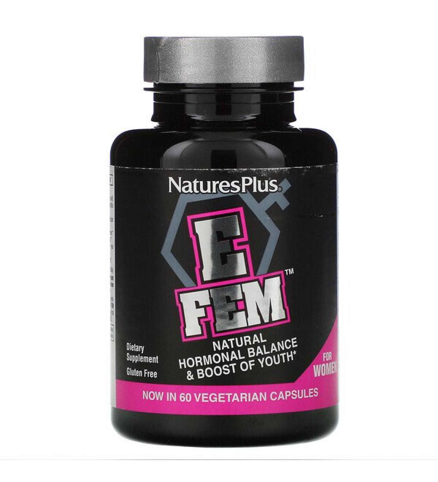 Nature's Plus E Fem for Women Natural Hormonal Balance & Boost of Youth 60 Vegetarian Capsules