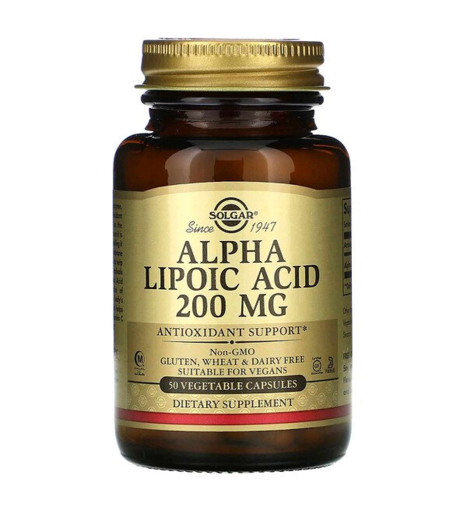 Solgar Alpha Lipoic Acid 200 mg 50 Vegetable Capsules