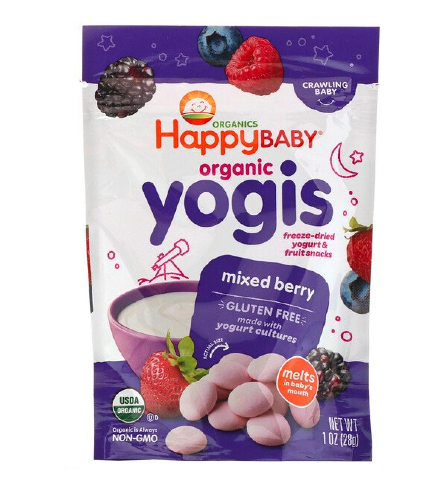 Happy Family Organics Mixed Berry Yogis - Organic Freeze Dried Yogurt & Fruit Snacks 1 oz - Buy Online on GoSupps.com