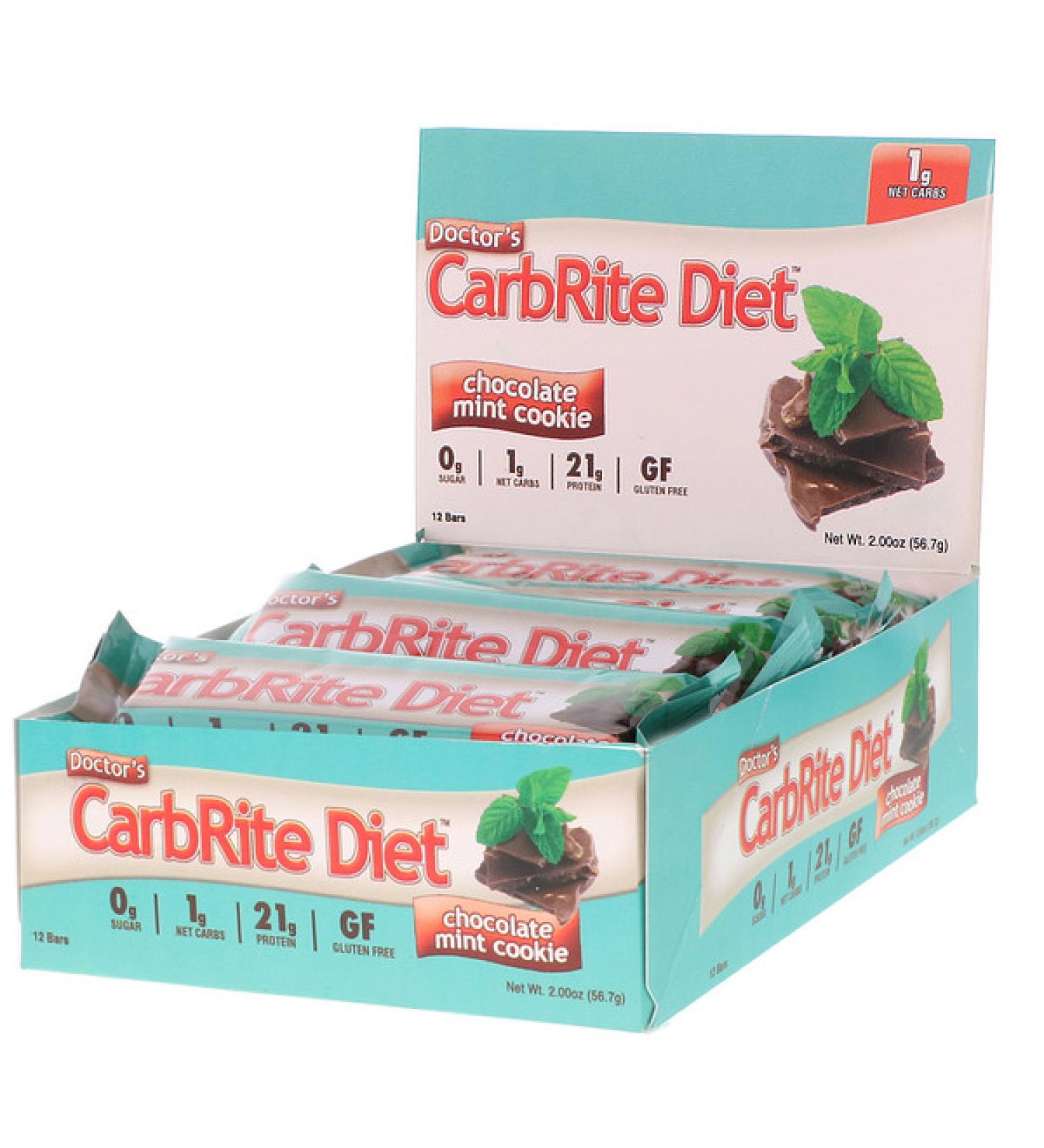 Universal Nutrition Doctor's CarbRite Diet Sugar Free Bar Chocolate Mint Cookie 12 Bars 2.00 oz (56.7 g) Each