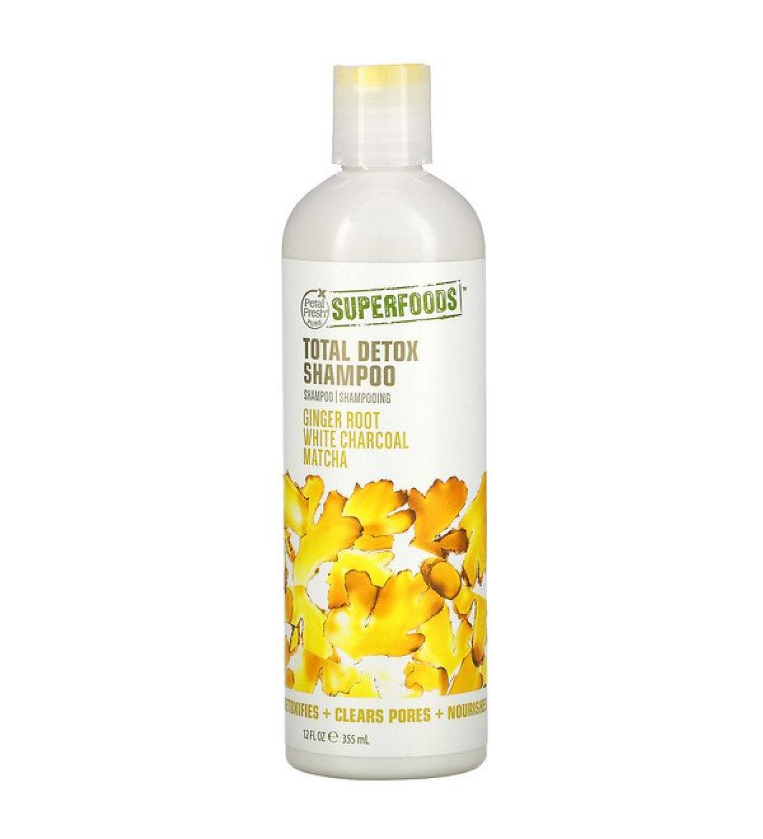 Petal Fresh Total Detox Shampoo Ginger Root White Charcoal Matcha 12 fl oz (355 ml)