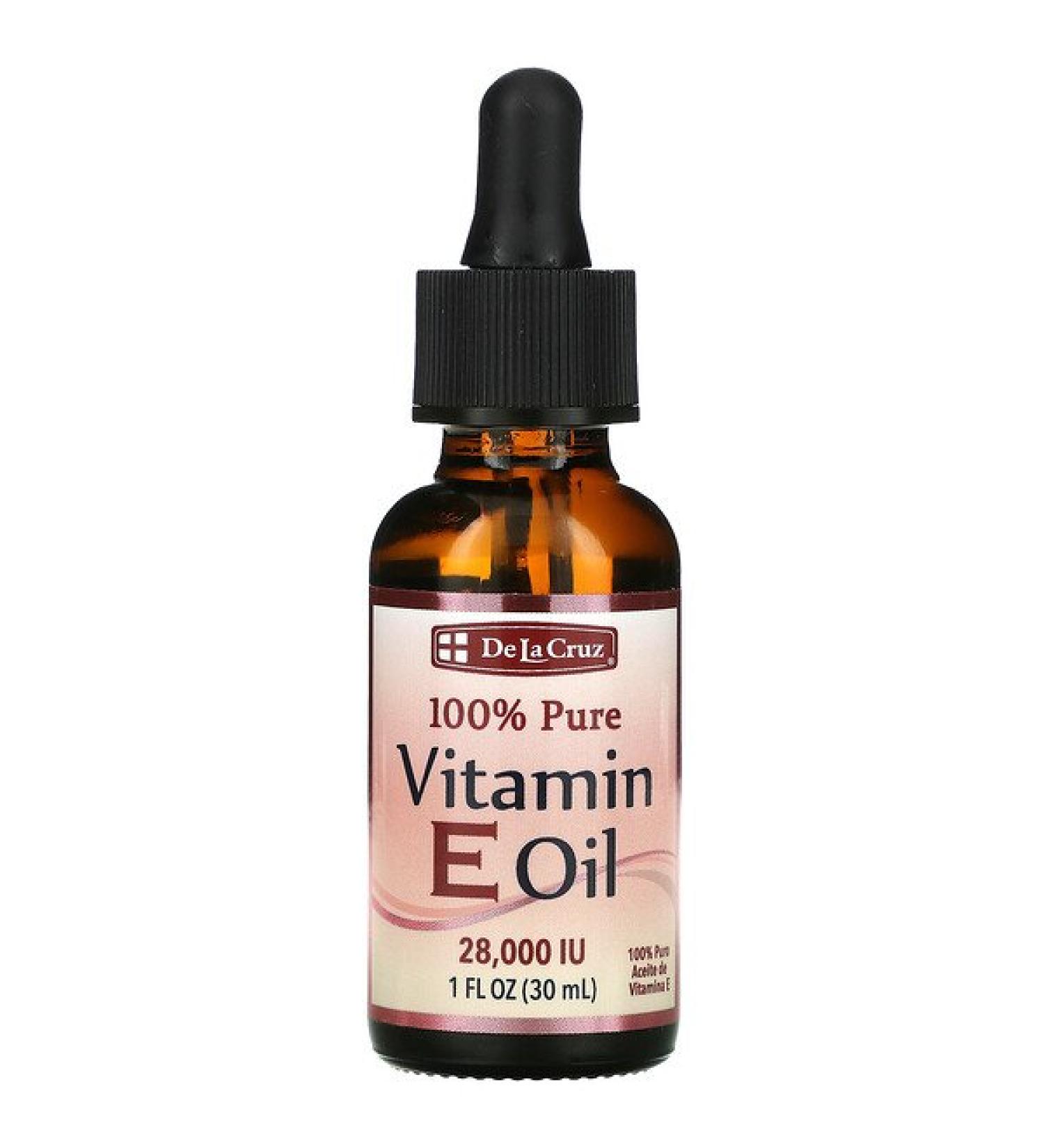 De La Cruz 100% Pure Vitamin E Oil 28000 IU 1 fl oz (30 ml)