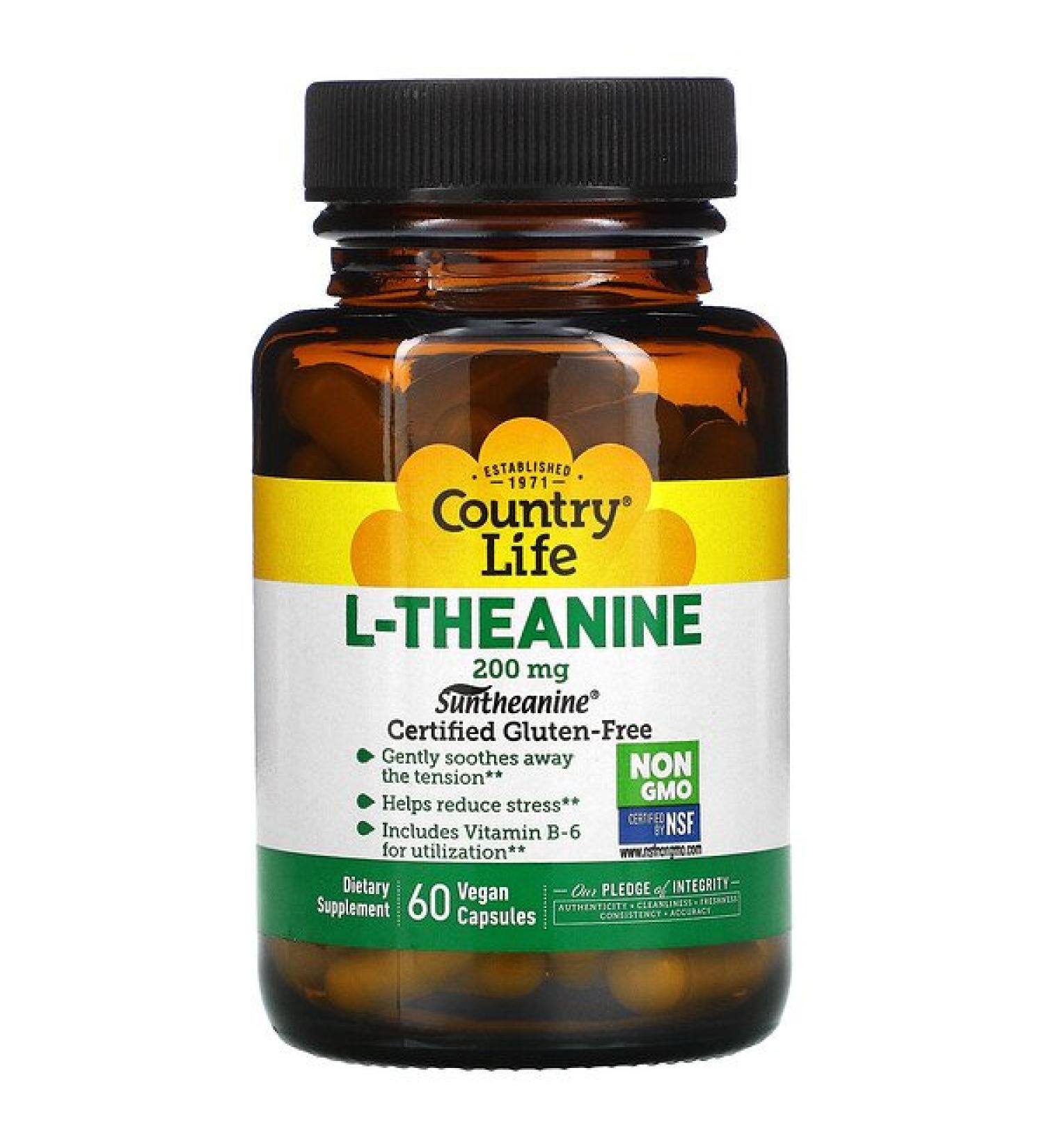 Country Life L-Theanine 200 mg 60 Vegan Capsules