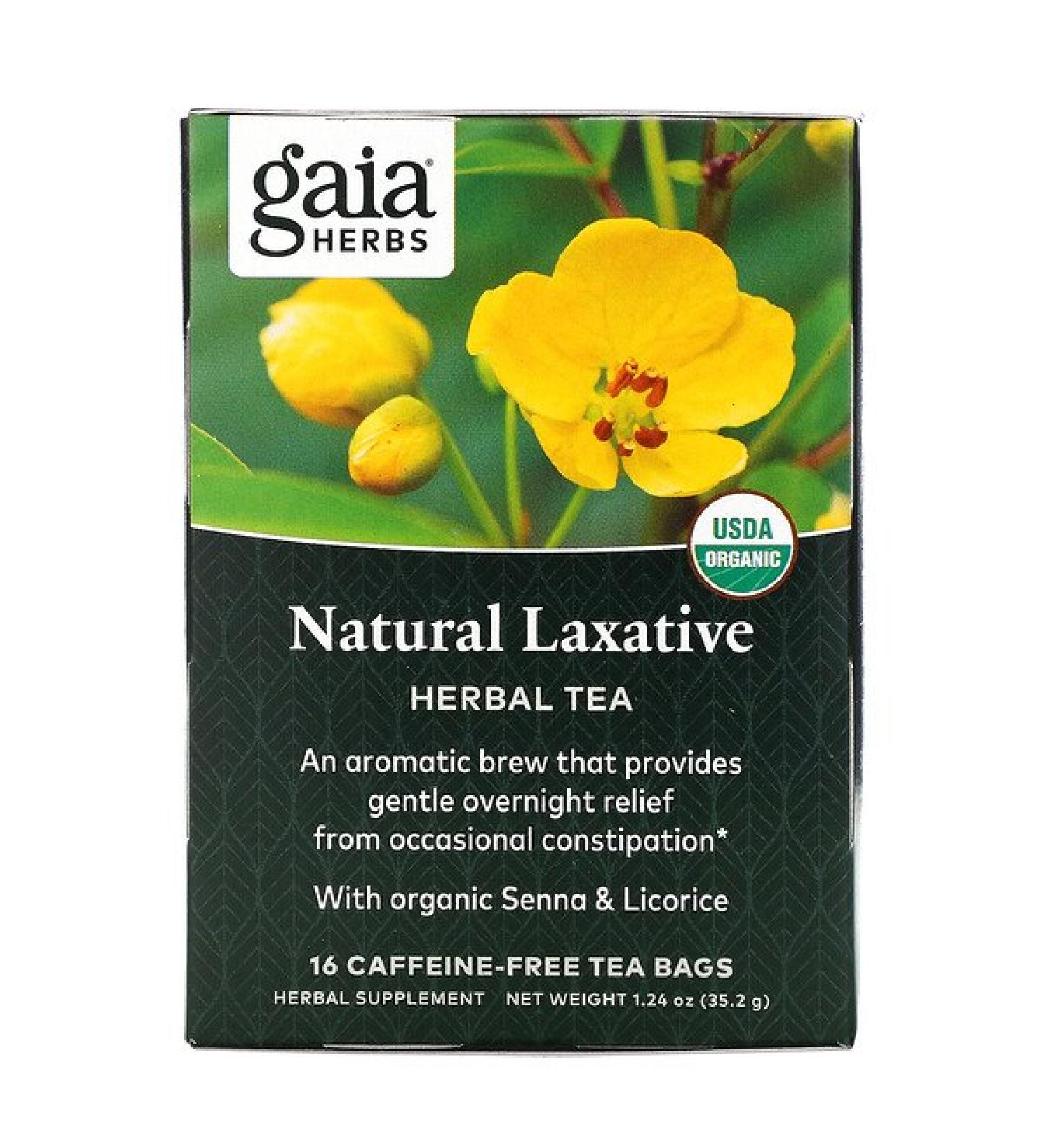 Gaia Herbs Natural Laxative Herbal Tea Caffeine-Free 16 Tea Bags 1.24 oz (35.2 g)