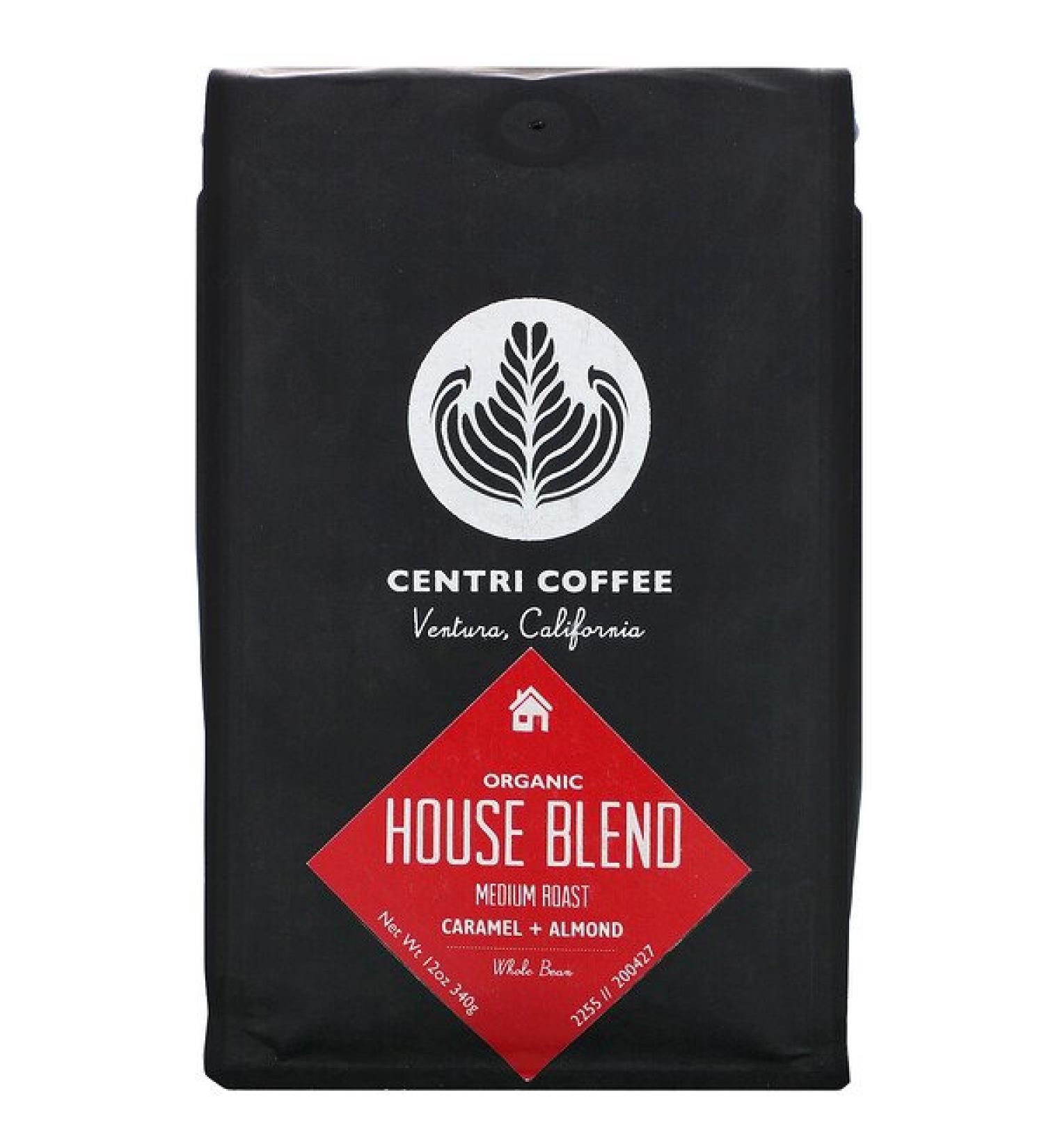 Cafe Altura Organic Centri Coffee House Blend Medium Roast Whole Bean Caramel + Almond 12 oz (340 g)