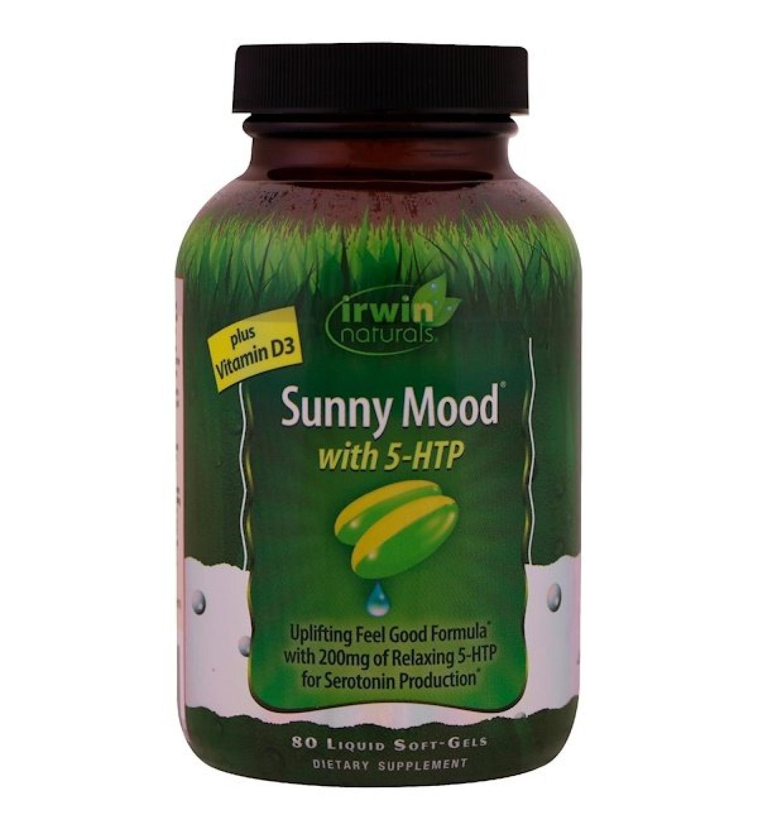 Irwin Naturals Sunny Mood with 5-HTP Plus Vitamin D3 80 Liquid Soft-Gels